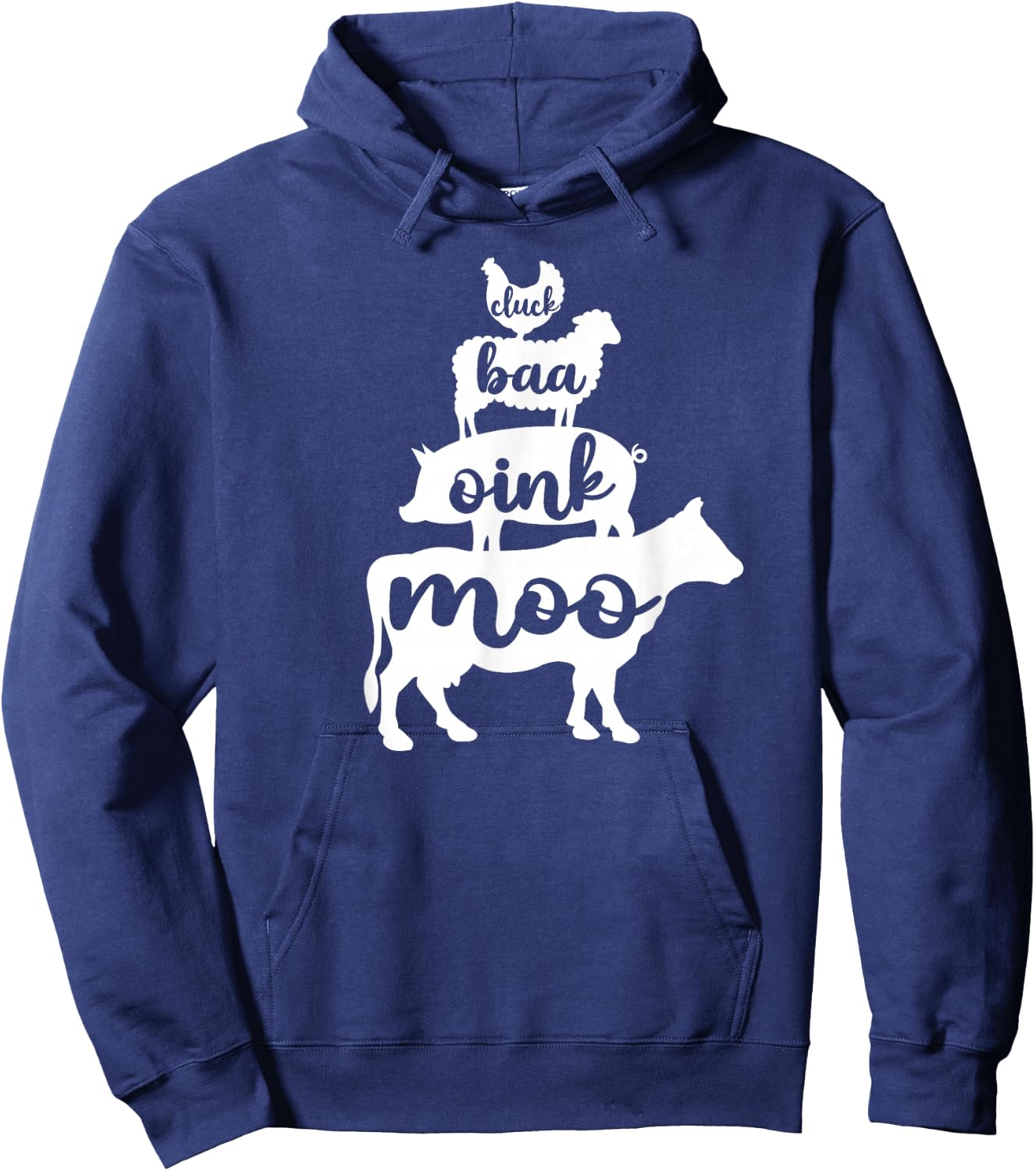 Oink Cluck Baa Moo Birthday, Pig, Chicken, Cow, Farmer Hoodie - Hoodie | Navy