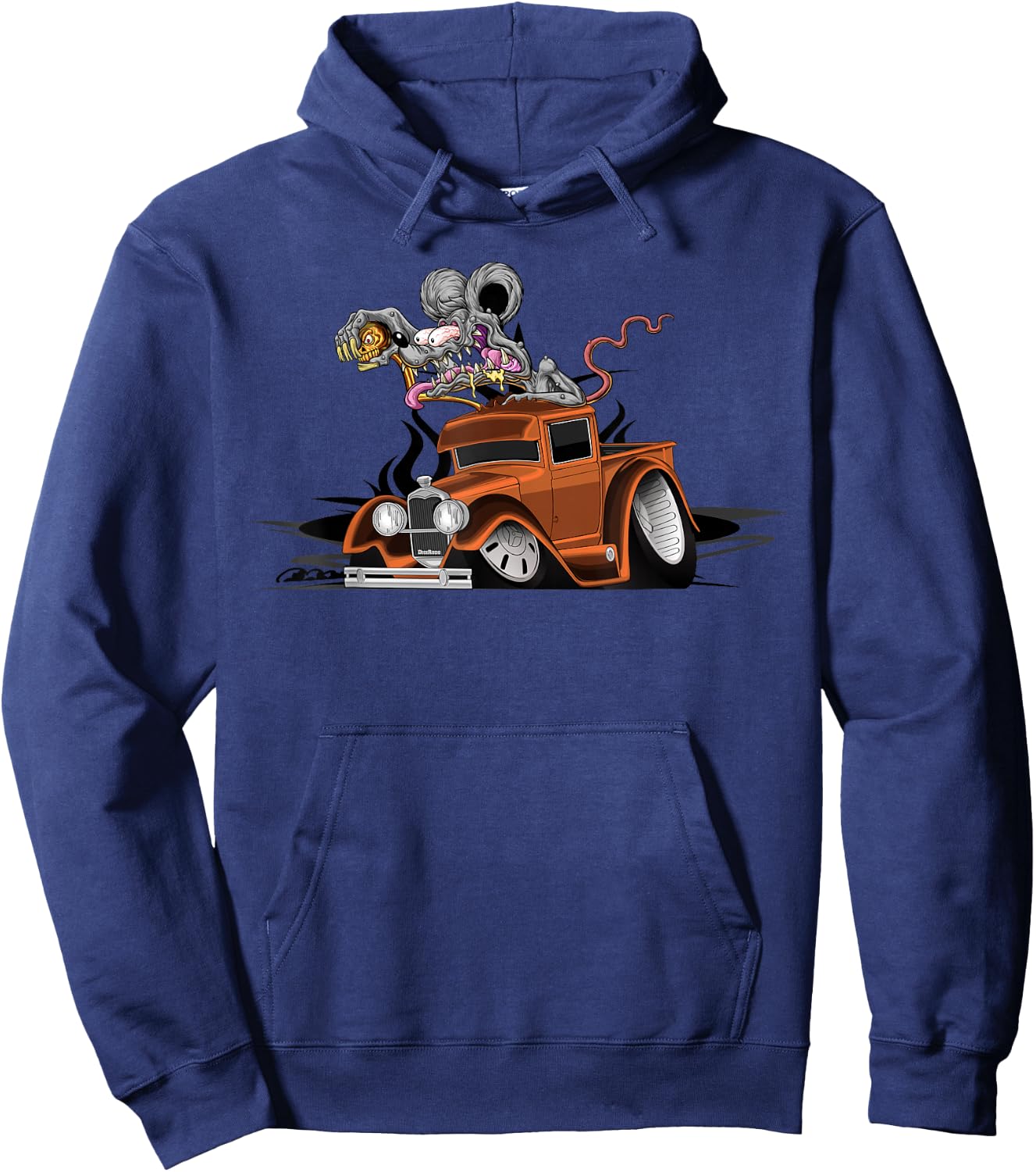 DigiRods Rat Rod Racer 1930s Hot Rod Truck Cartoon Car Hoodie - Hoodie | Navy