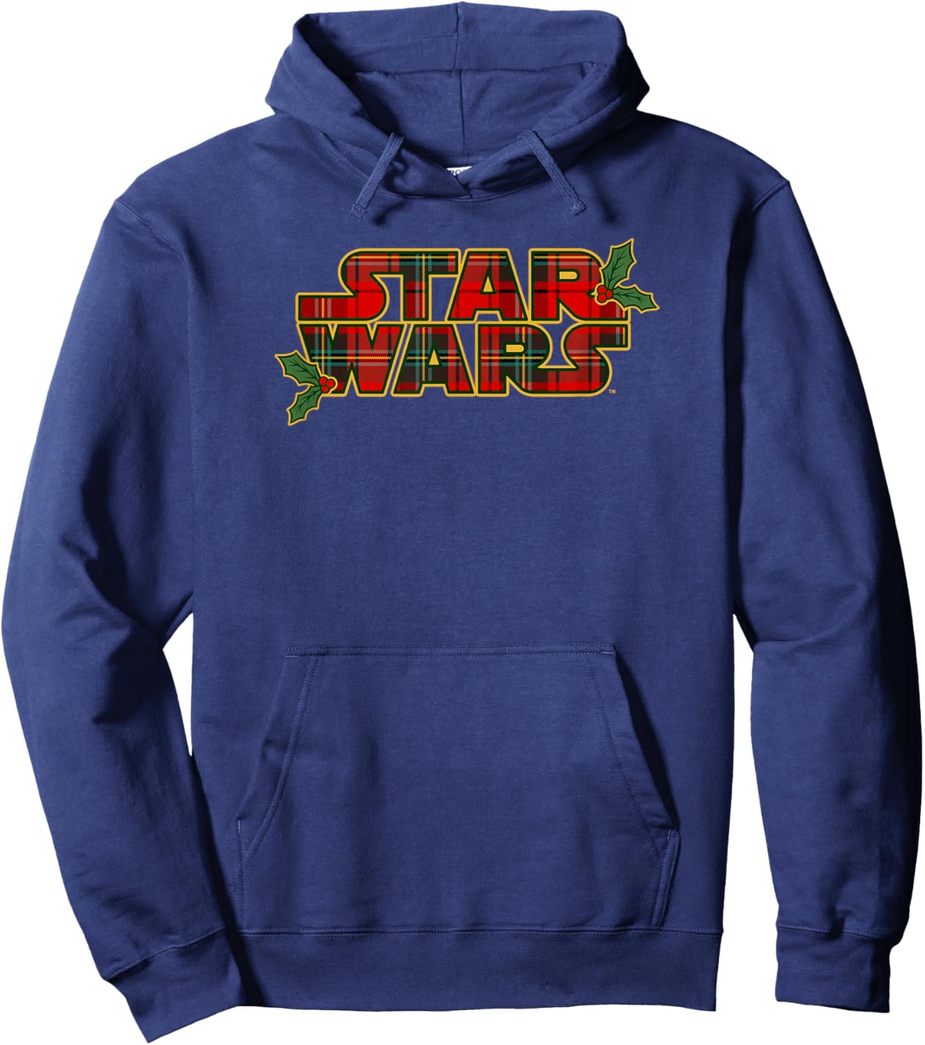Star Wars Christmas Mistletoe Tartan Pattern Logo Hoodie - Hoodie | Navy