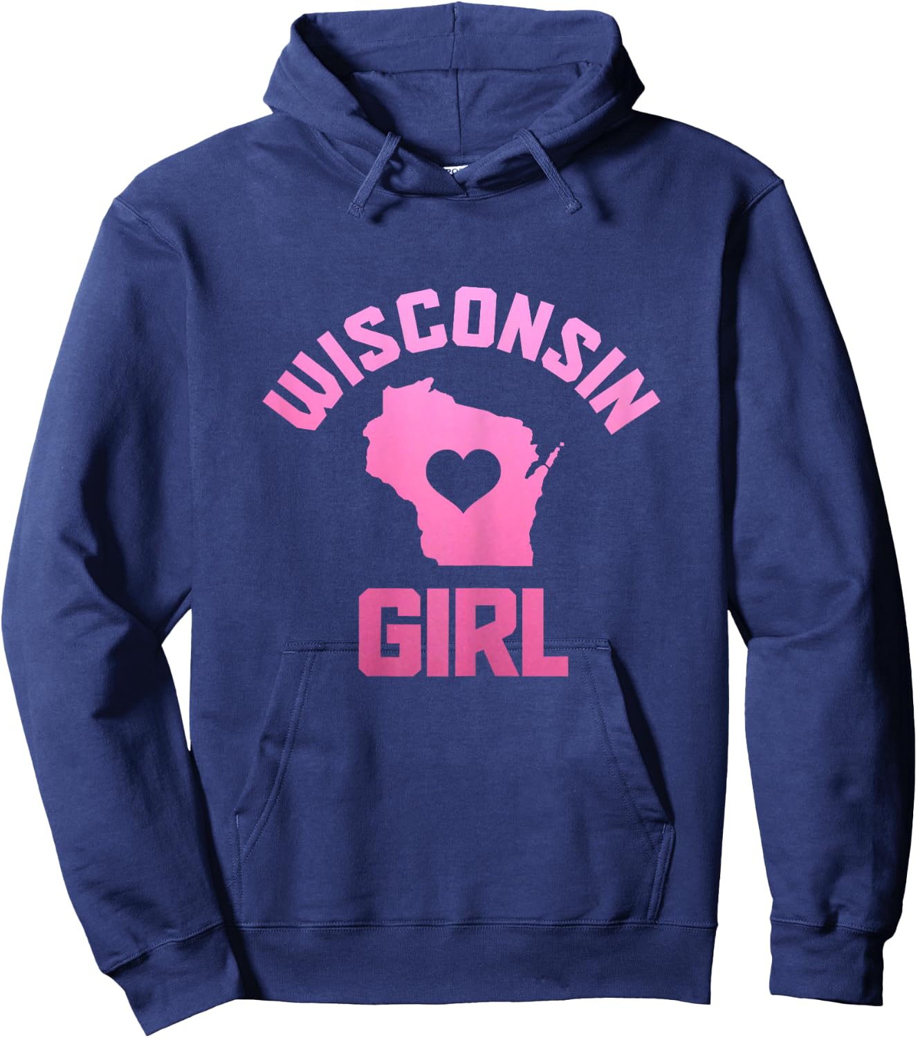 Wisconsin Girl State Map Heart Pride Vintage Hoodie - Hoodie | Navy