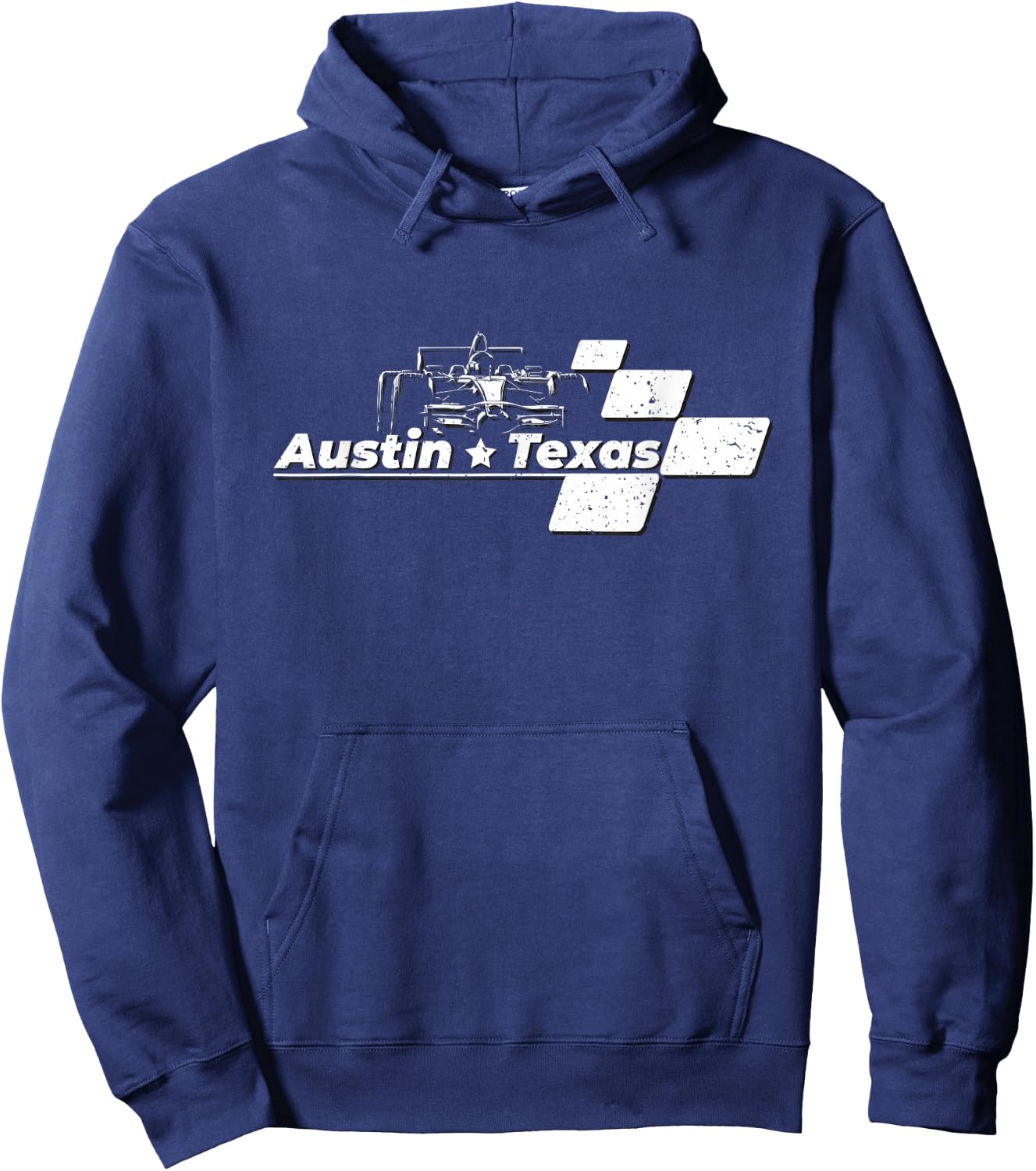 Vintage Checkered Racing Flag Austin Texas Race Car Hoodie - Hoodie | Navy