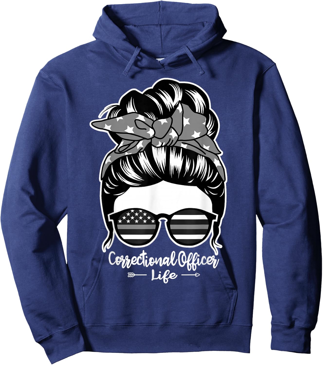 Correctional Officer Life Messy Bun Hair Women Correctional Hoodie - Hoodie | Navy