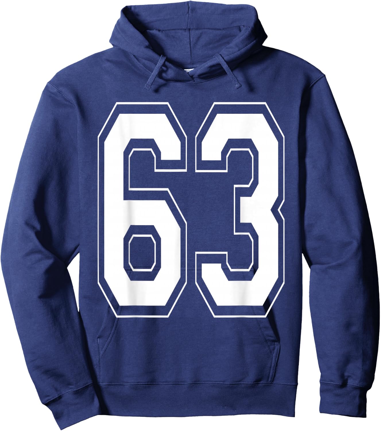 Number 63 Varsity Style Bold Sports Birthday Jersey Hoodie - Hoodie | Navy