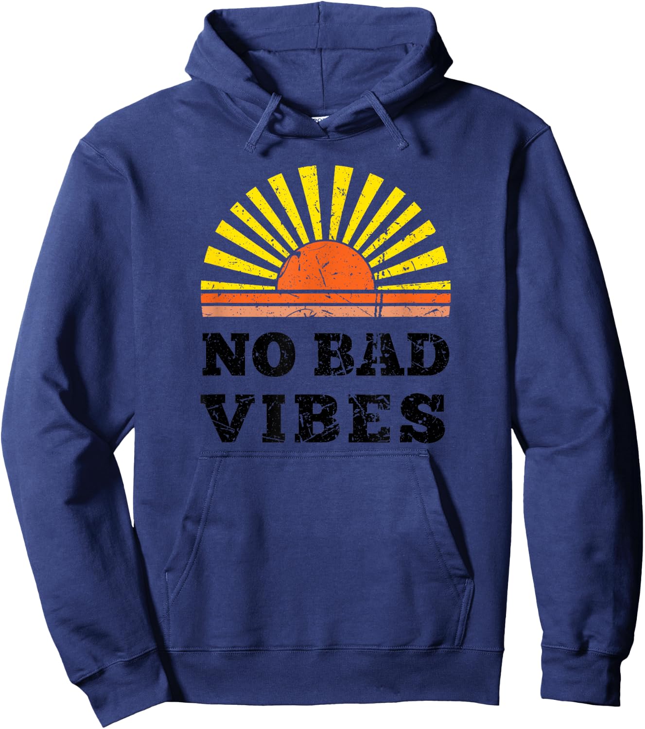 No Bad Vibes Summer Retro Sunset Think Positive Wellbeing Men Women Girls Kids Hoodie - Hoodie | Navy