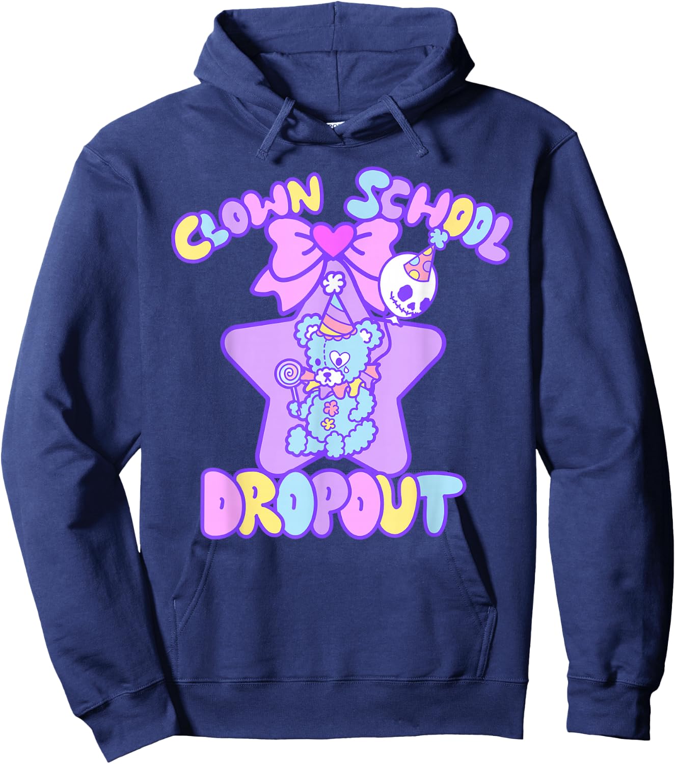 Kawaii Kreeps Pastel Goth Clowncore Teddy Bear Clown Weirdcore Kidcore Hoodie - Hoodie | Navy
