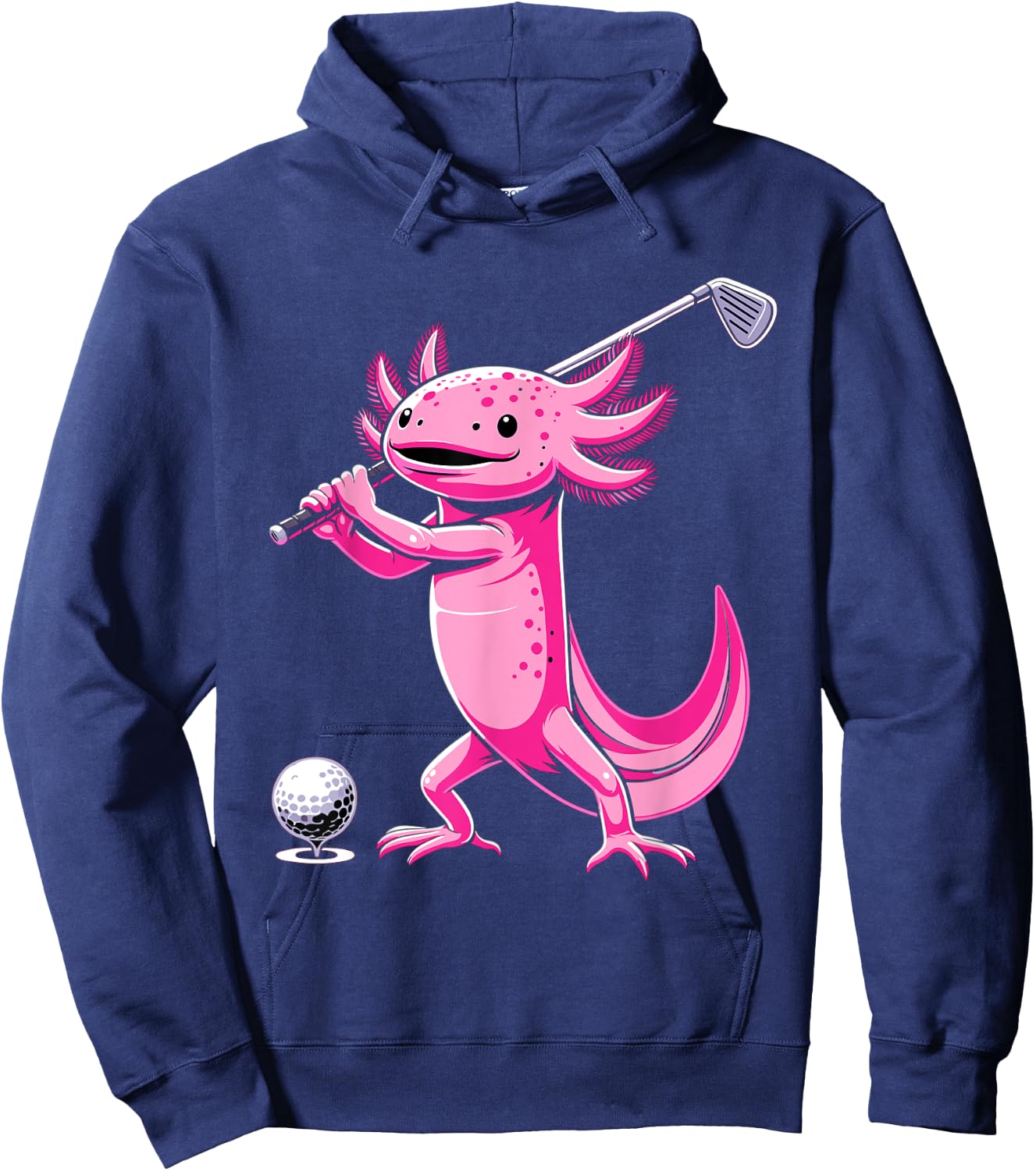 Axolotl Playing Golf Funny Golfing Lover Golfer Hoodie - Hoodie | Navy