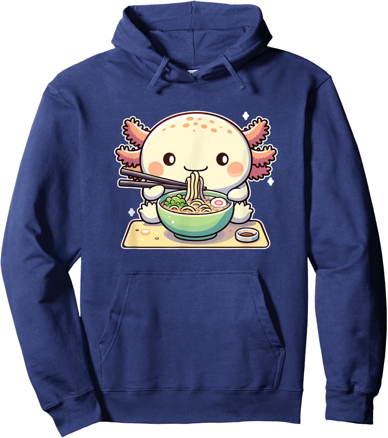 Cute Axolotl Eats Ramen Noodles Axolotls Ramen Hoodie - Hoodie | Navy
