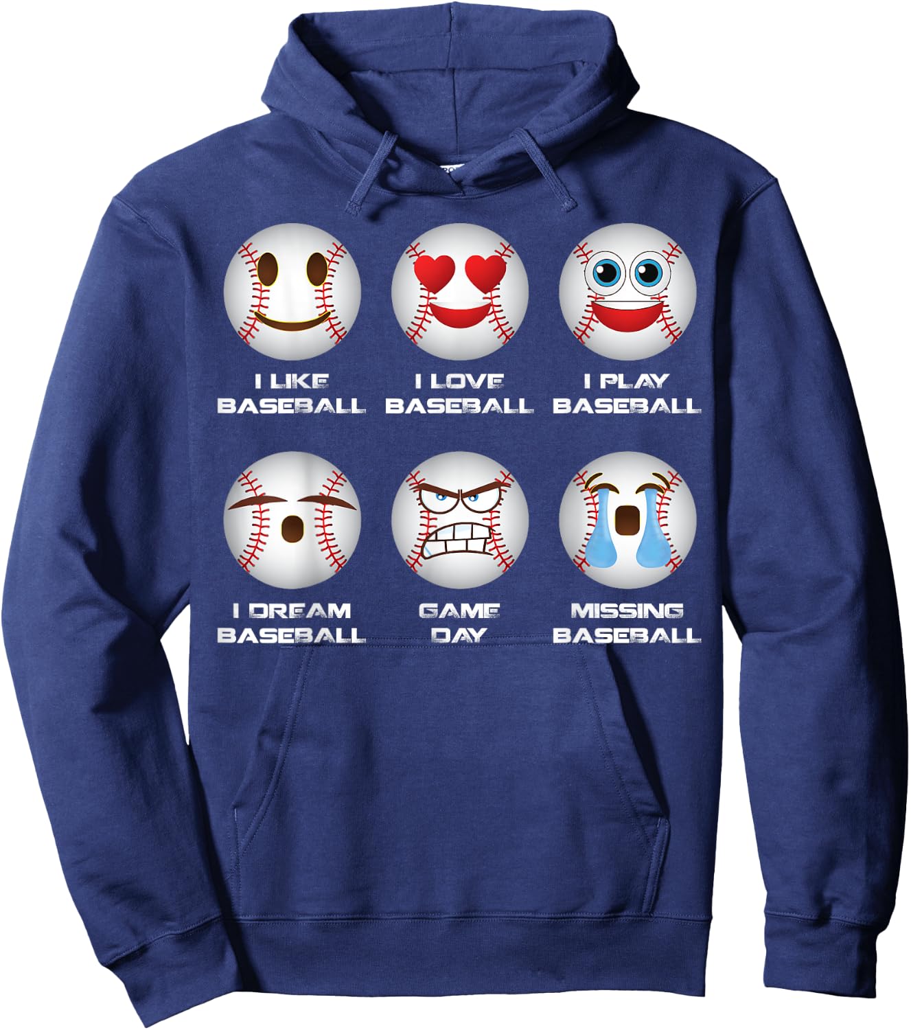 Baseball Emoji I Love Baseball Emoticon Social Baseball Fun Hoodie - Hoodie | Navy