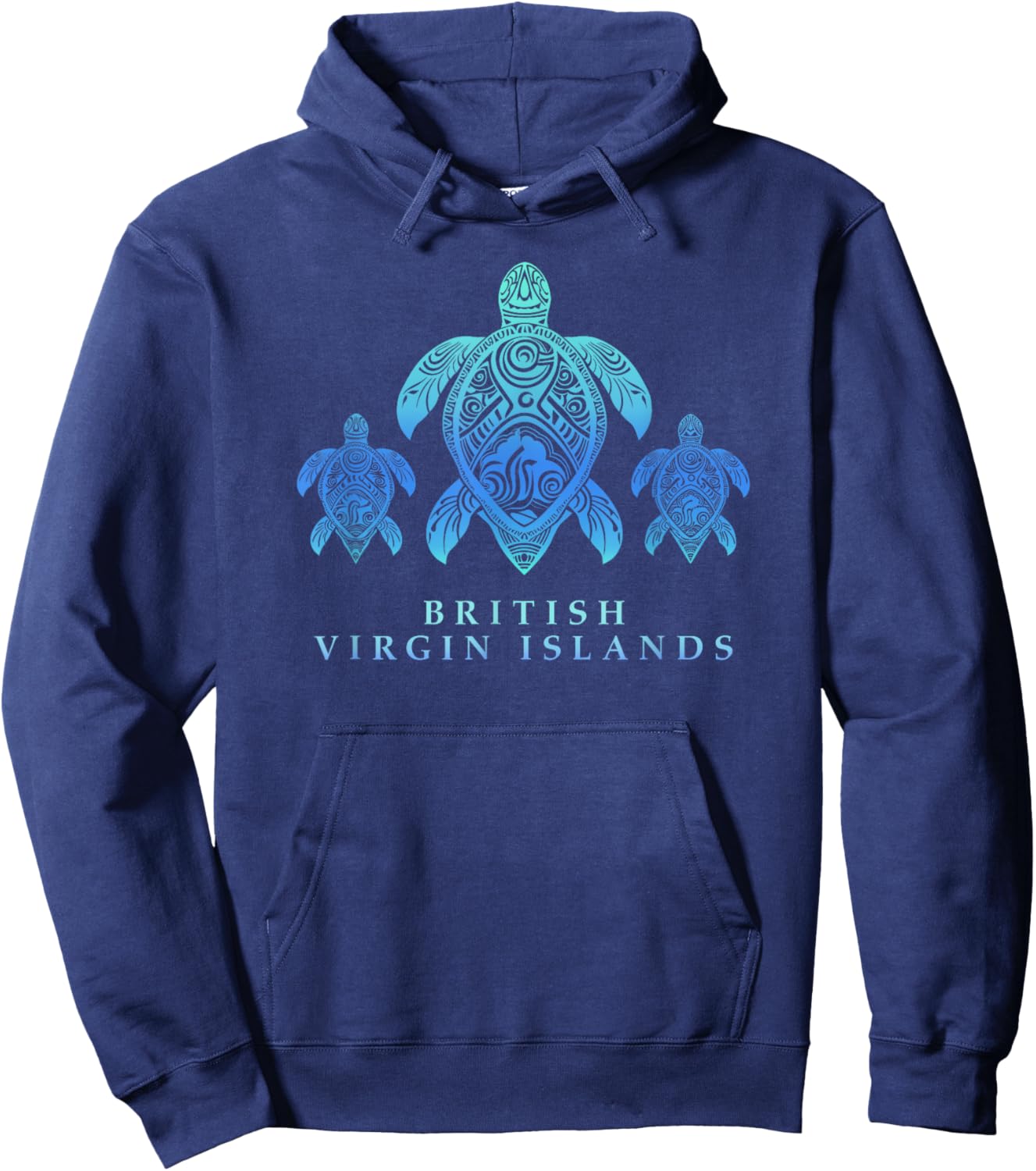 British Virgin Islands - Tribal Hawksbill & Green Turtles Hoodie - Hoodie | Navy