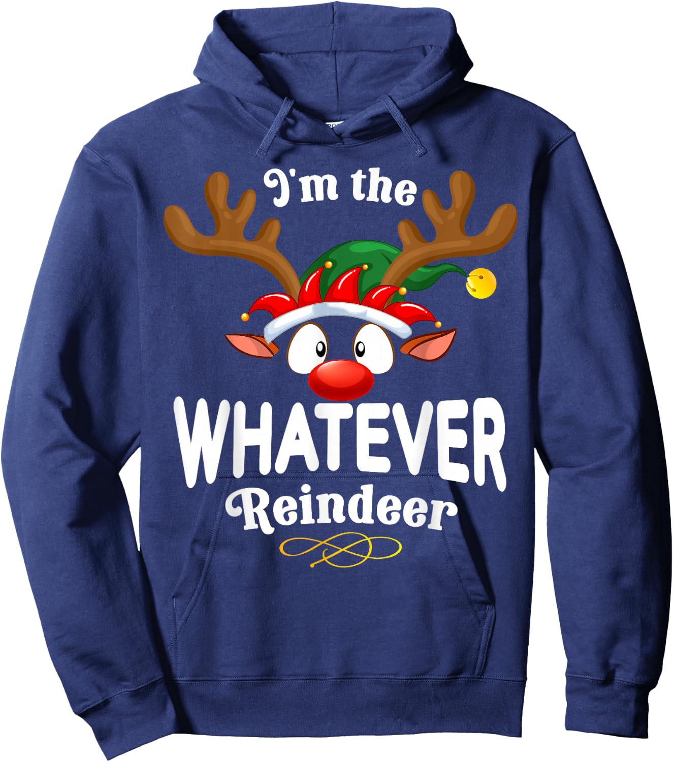Christmas PJS Whatever XMas Reindeer Matching Hoodie - Hoodie | Navy