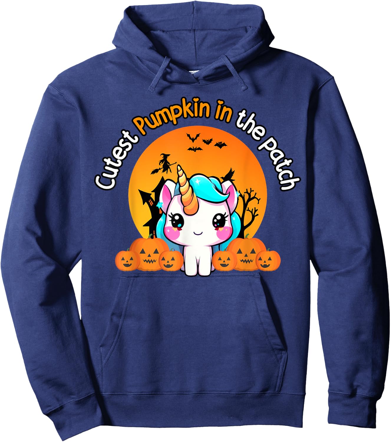 Cutest Pumpkin In The Patch Unicorn witch Halloween kawaii Hoodie - Hoodie | Navy