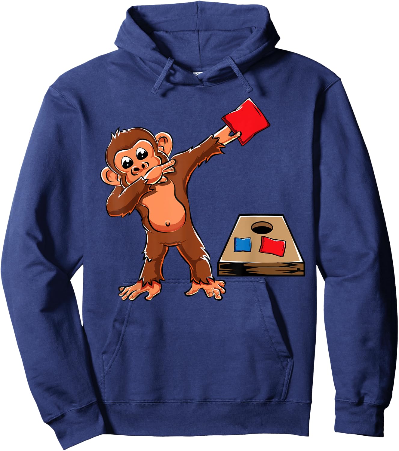 Cute Dabbing Monkey Cornhole Boys Birthday Girls Corn Hole Hoodie - Hoodie | Navy
