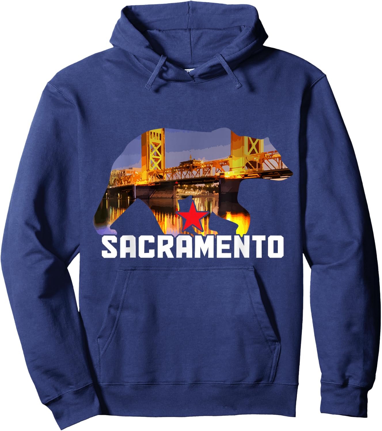 Sacramento California Bear Skyline Pride Vintage Hoodie - Hoodie | Navy