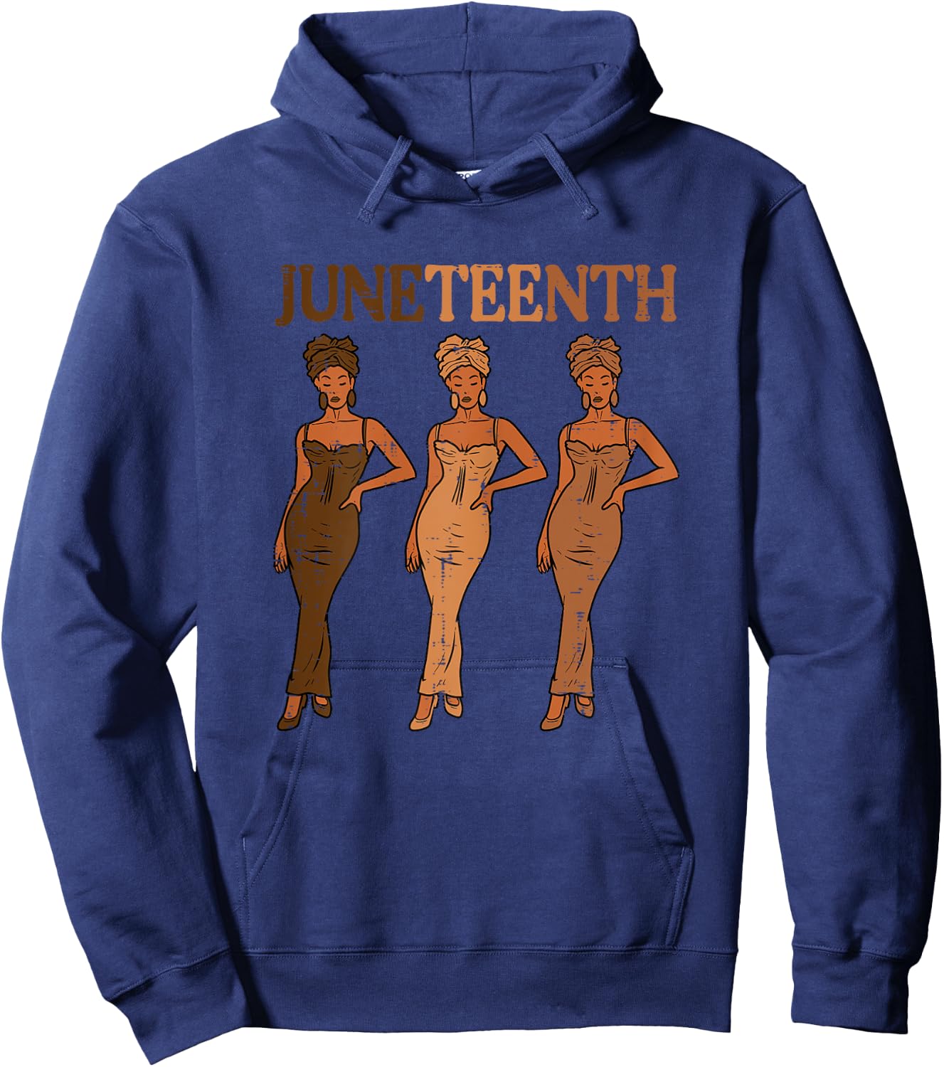Juneteenth Black Woman Dress 1865 Melanin Women Girls Kids Hoodie - Hoodie | Navy