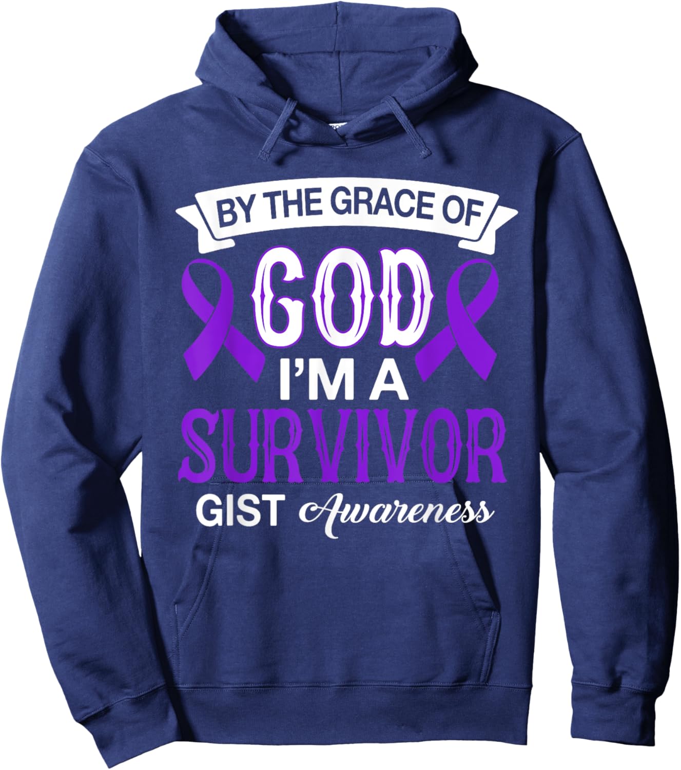 I’m A Survivor GIST Awareness Believe God Purple Ribbon Gift Hoodie - Hoodie | Navy