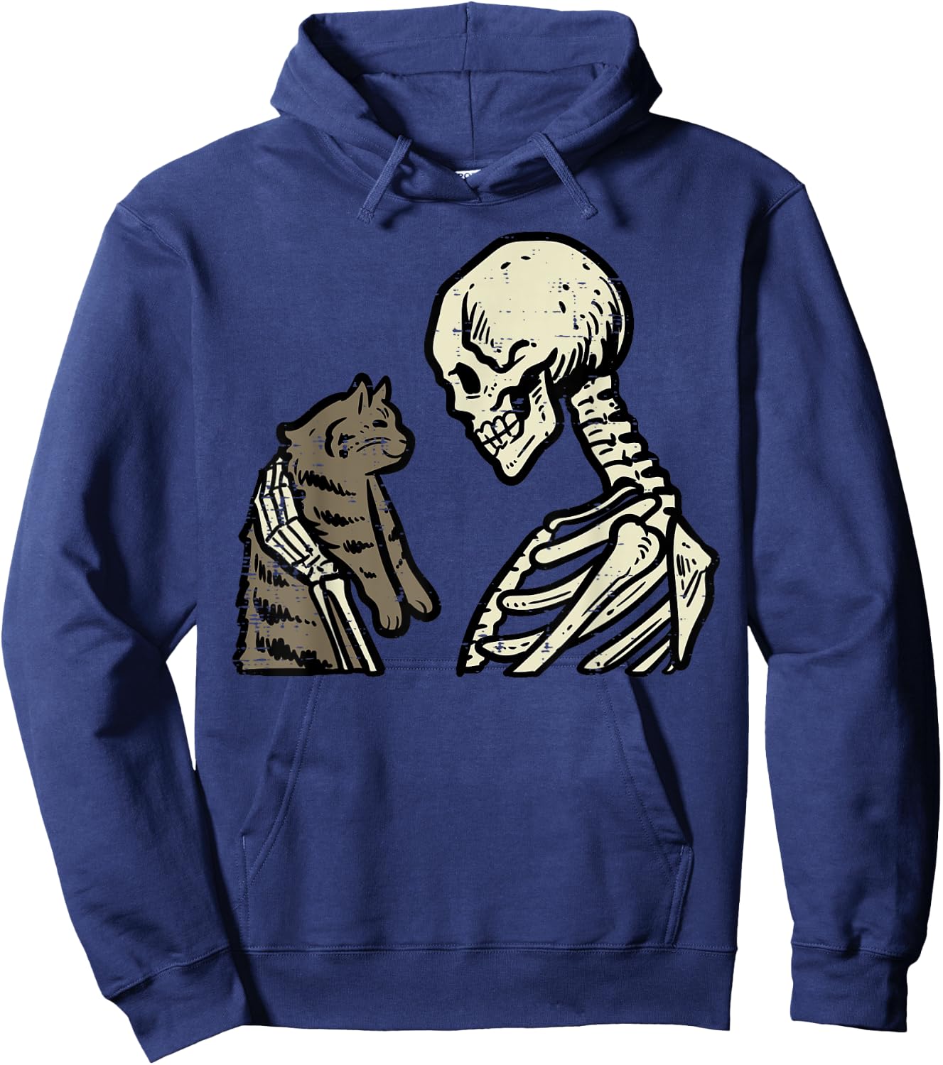 Skeleton Cat Cute Kitten Funny Halloween Men Women Girl Kids Hoodie - Hoodie | Navy
