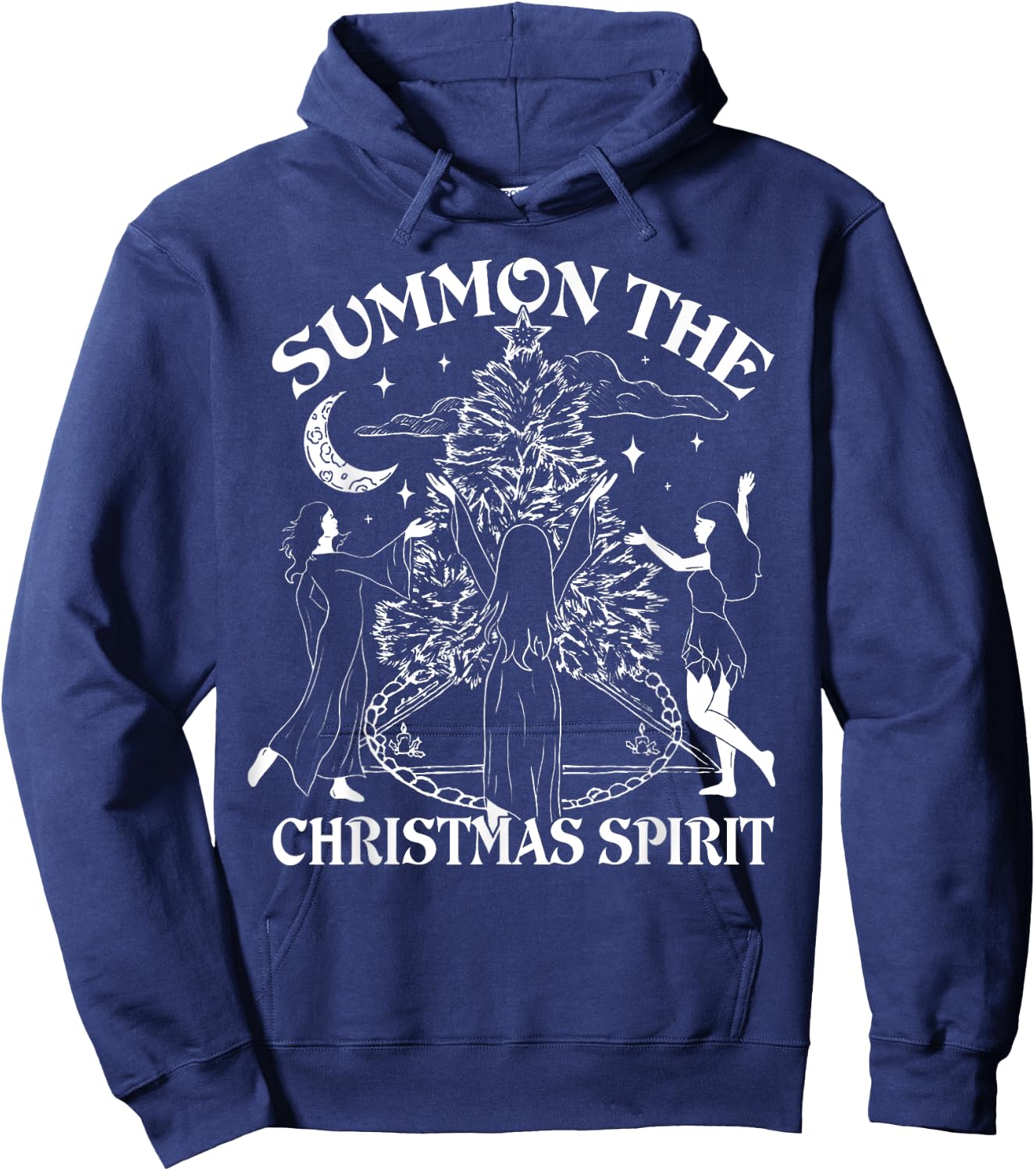 Summon The Christmas Spirit - Spread Holiday Magic Hoodie - Hoodie | Navy