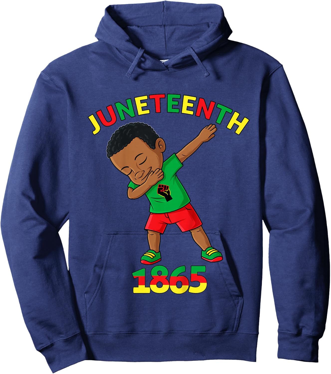 Kids Dabbing Black King Juneteenth 1865 Brown Skin Boys Dab Hoodie - Hoodie | Navy
