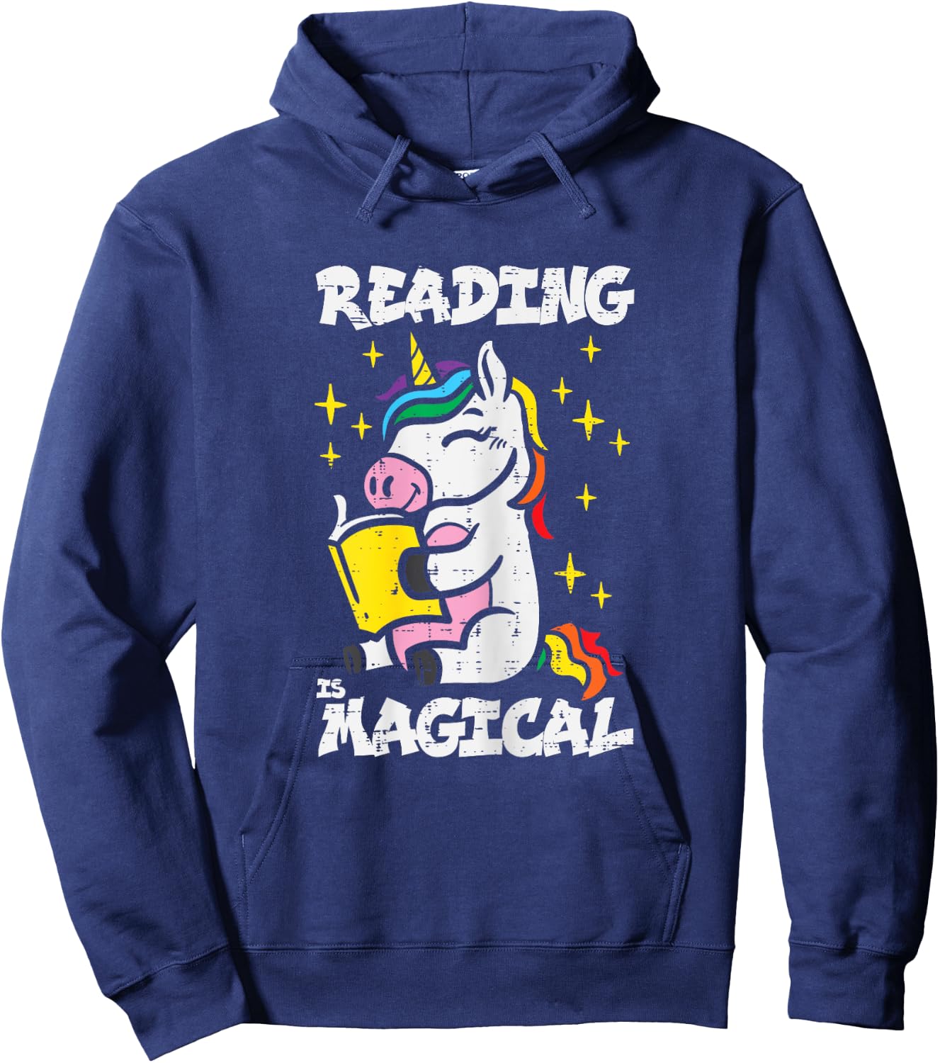 Unicorn Reading Magical Book Lover Bookworm Girls Librarian Hoodie - Hoodie | Navy