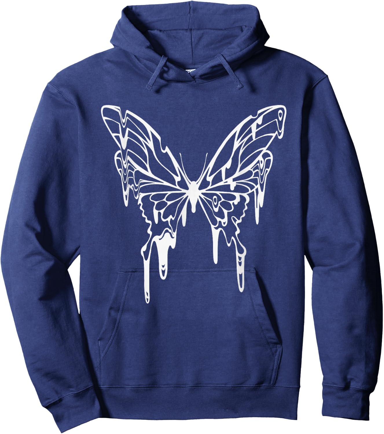 Fairycore Fairy Grunge Goth Tattoo Style Melting Butterfly Hoodie - Hoodie | Navy