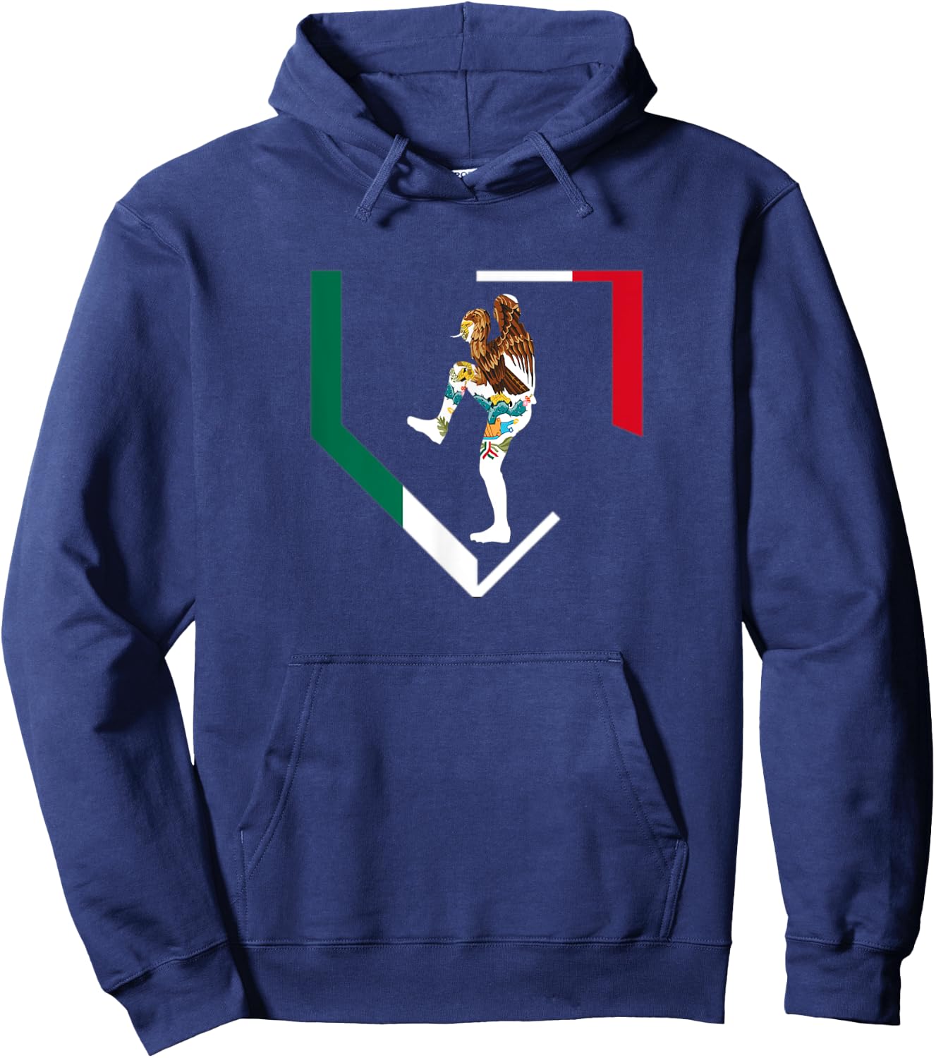 Mexico Baseball Pitcher Mexican Flag Home Plate Béisbol Team Hoodie - Hoodie | Navy