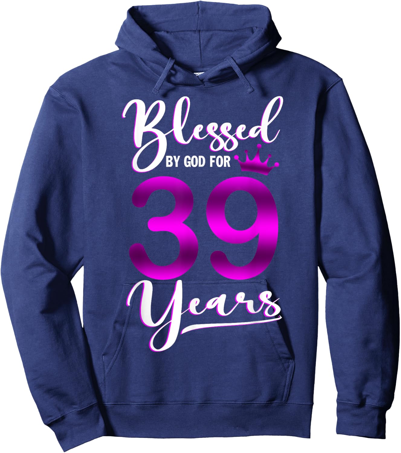 Vintage Blessed by God For 39 Years Old Happy 39th Birthday Hoodie - Hoodie | Navy