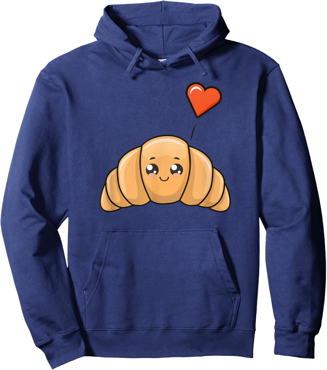Cute Kawaii Illustration of Croissant Hoodie - Hoodie | Navy