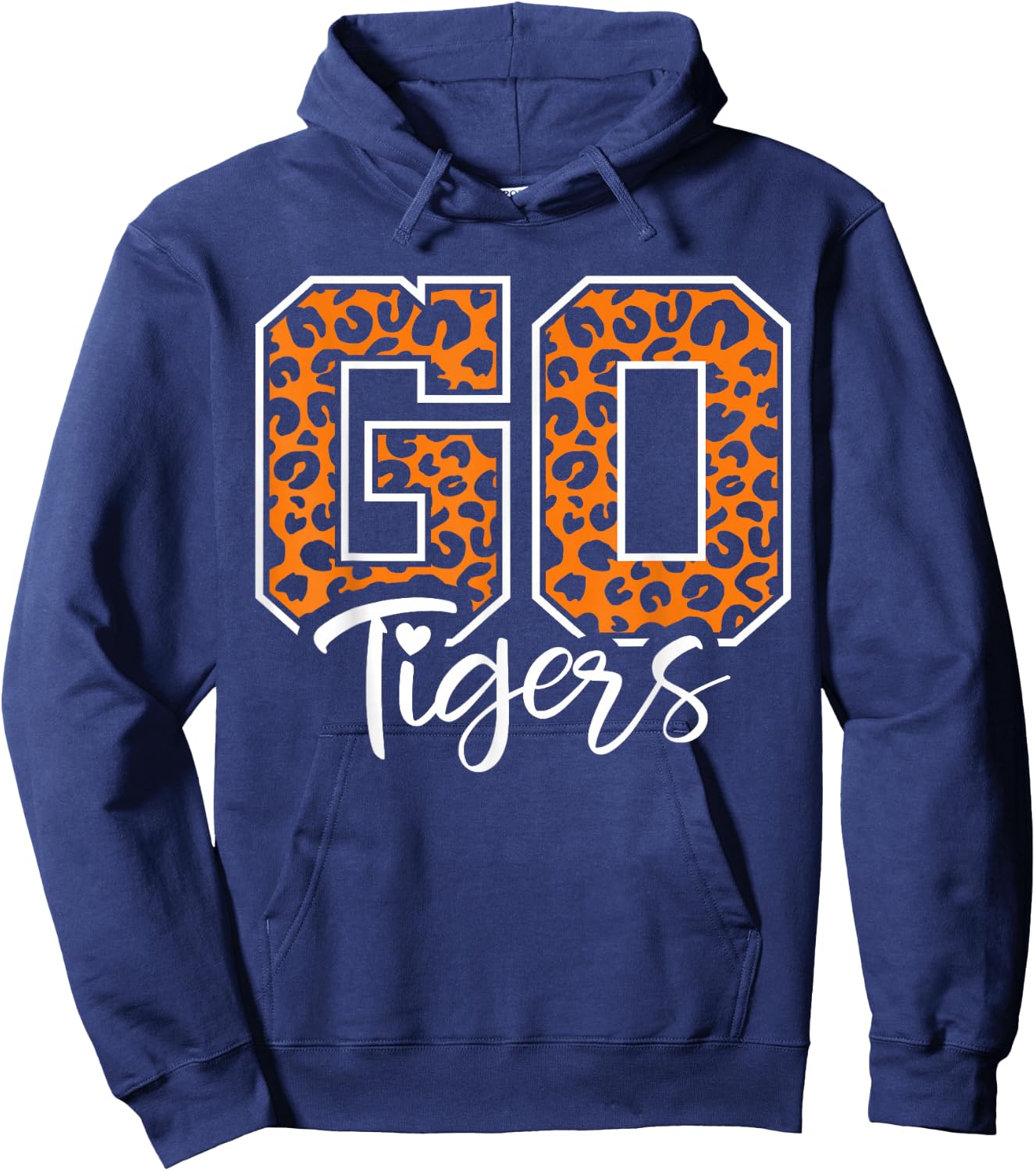 Tigers School Sports Fan Team Spirit Mascot Cute Heart Hoodie - Hoodie | Navy