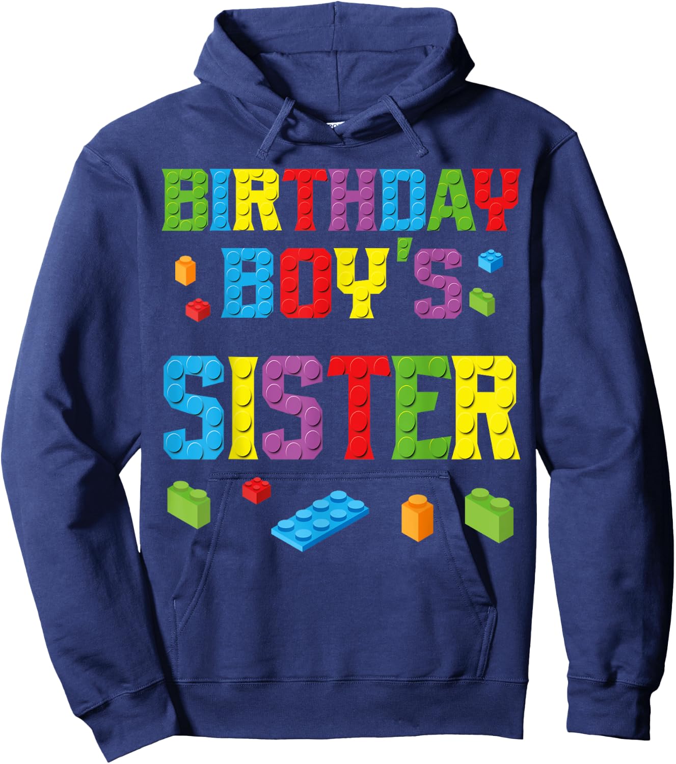 Master Builder Birthday Boy's Sister Building Bricks Blocks Hoodie - Hoodie | Navy