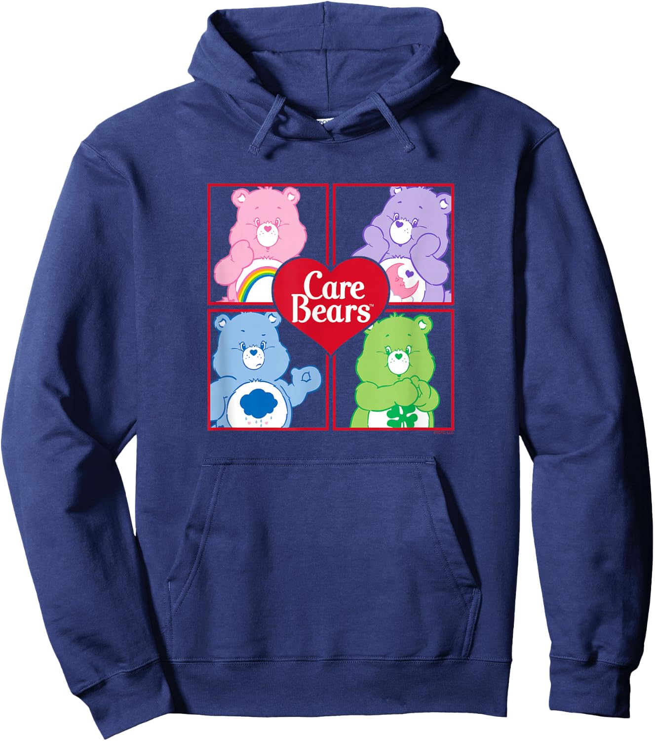 Care Bears Four Block Bears Heart Logo Retro Cartoon Hoodie - Hoodie | Navy