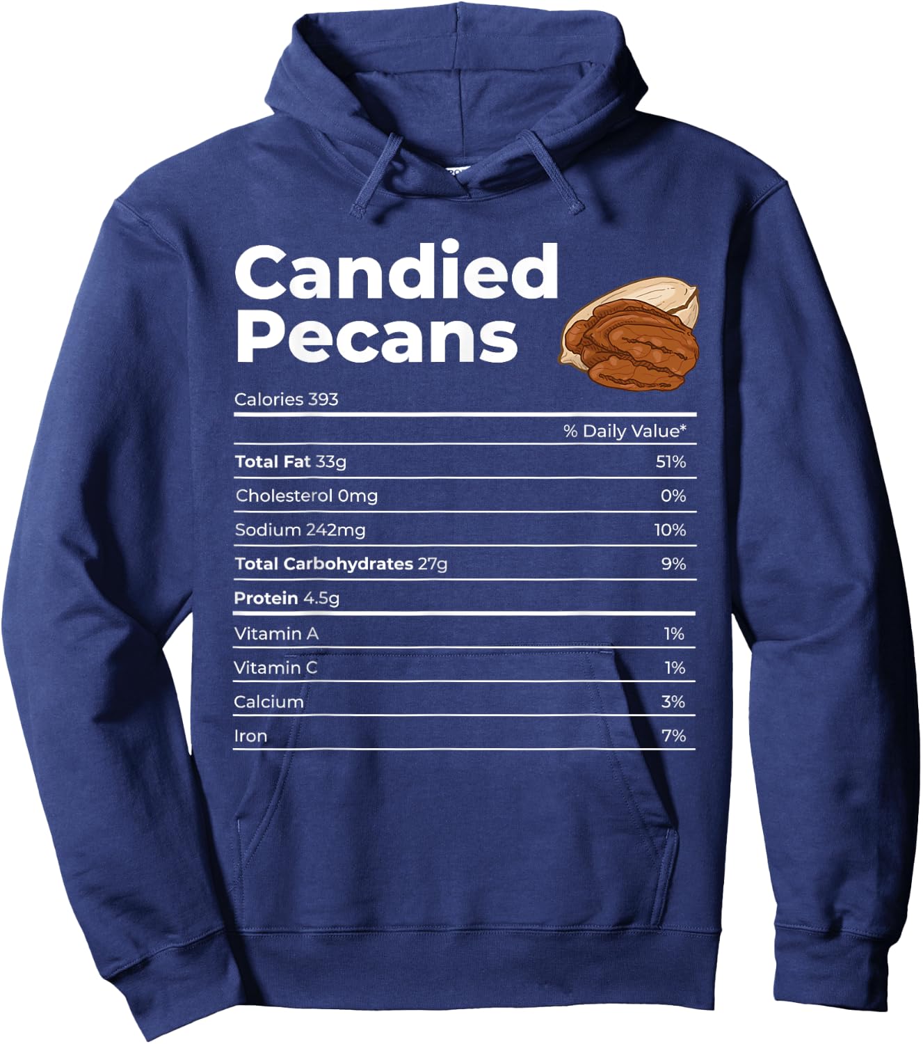 Nutrition Facts Candied Pecans Hoodie - Hoodie | Navy
