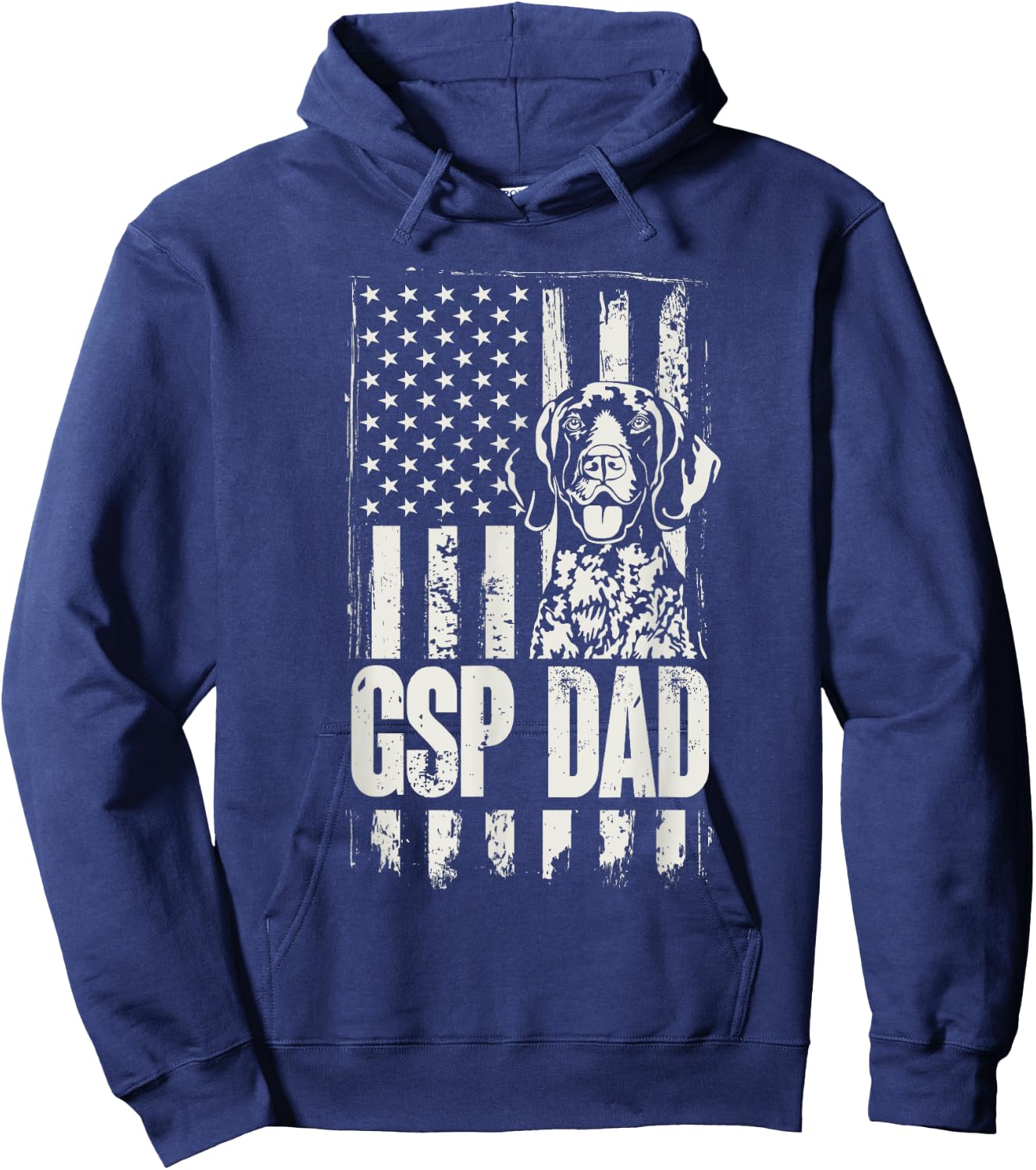 German Shorthaired Pointer GSP Dad Dog American Flag Hoodie - Hoodie | Navy