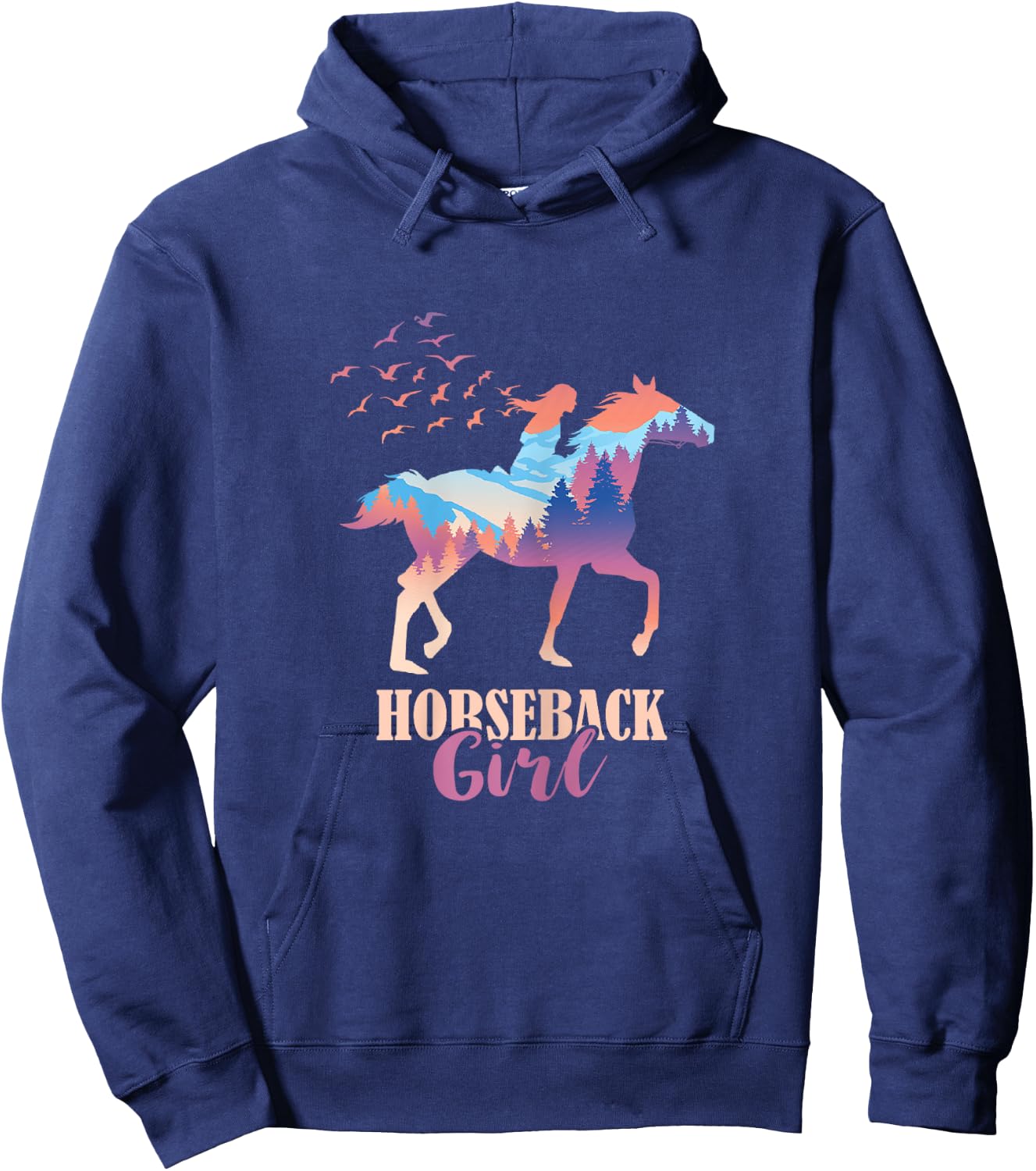 Horseback Girl Horseback Riding Horse Racing Horse Lover Hoodie - Hoodie | Navy