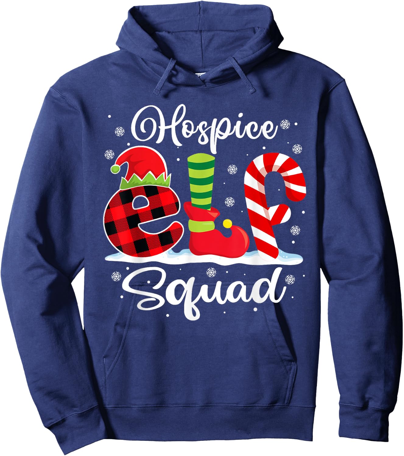 Hospice Elf Squad Christmas Hospice Nurse Matching Hoodie - Hoodie | Navy