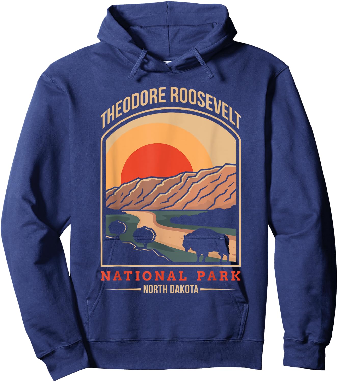 Theodore Roosevelt North Dakota US National Park Vintage Hoodie - Hoodie | Navy