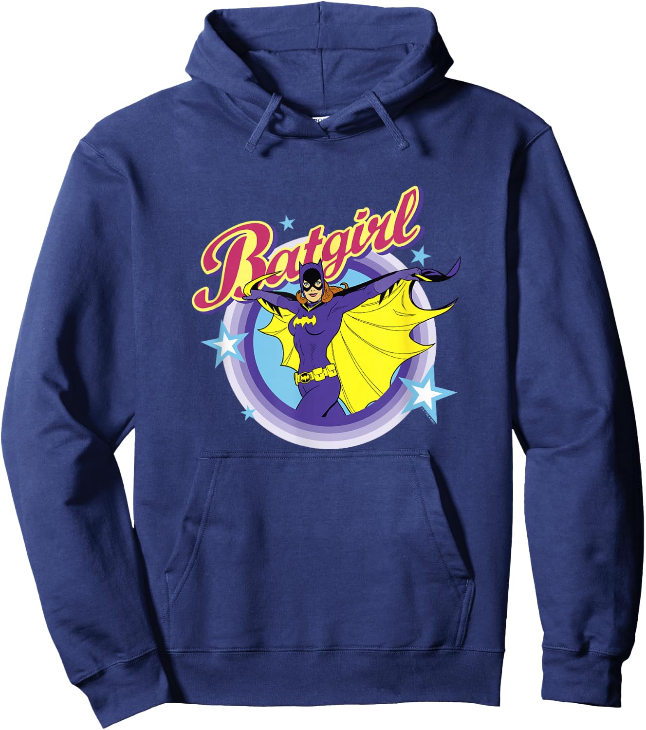 Batman Batgirl Epic Colorful 70's Style Big Chest Portrait Hoodie - Hoodie | Navy