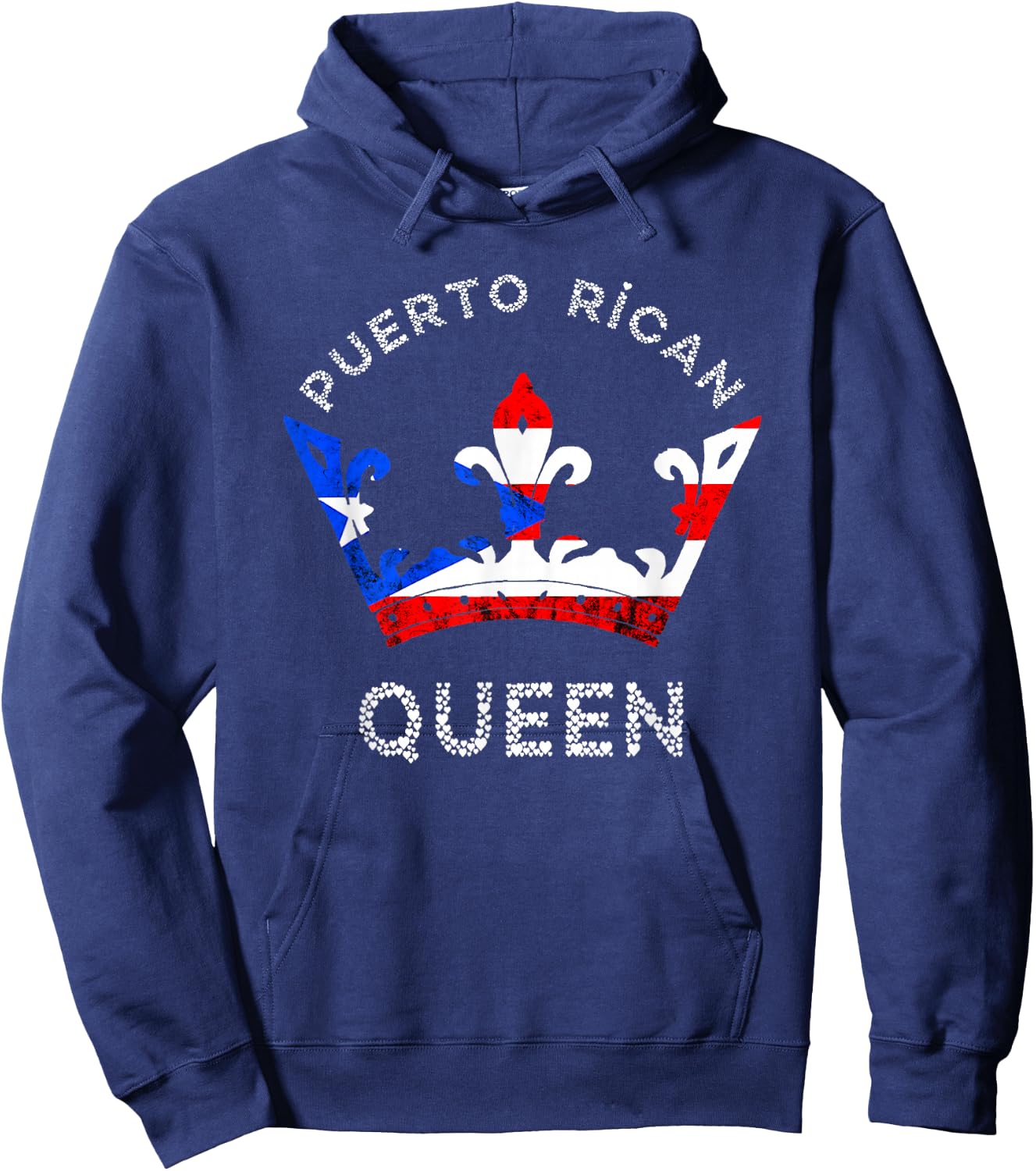Puerto Rico Puerto Rican Flag Queen Crown Puertorro Pride Hoodie - Hoodie | Navy