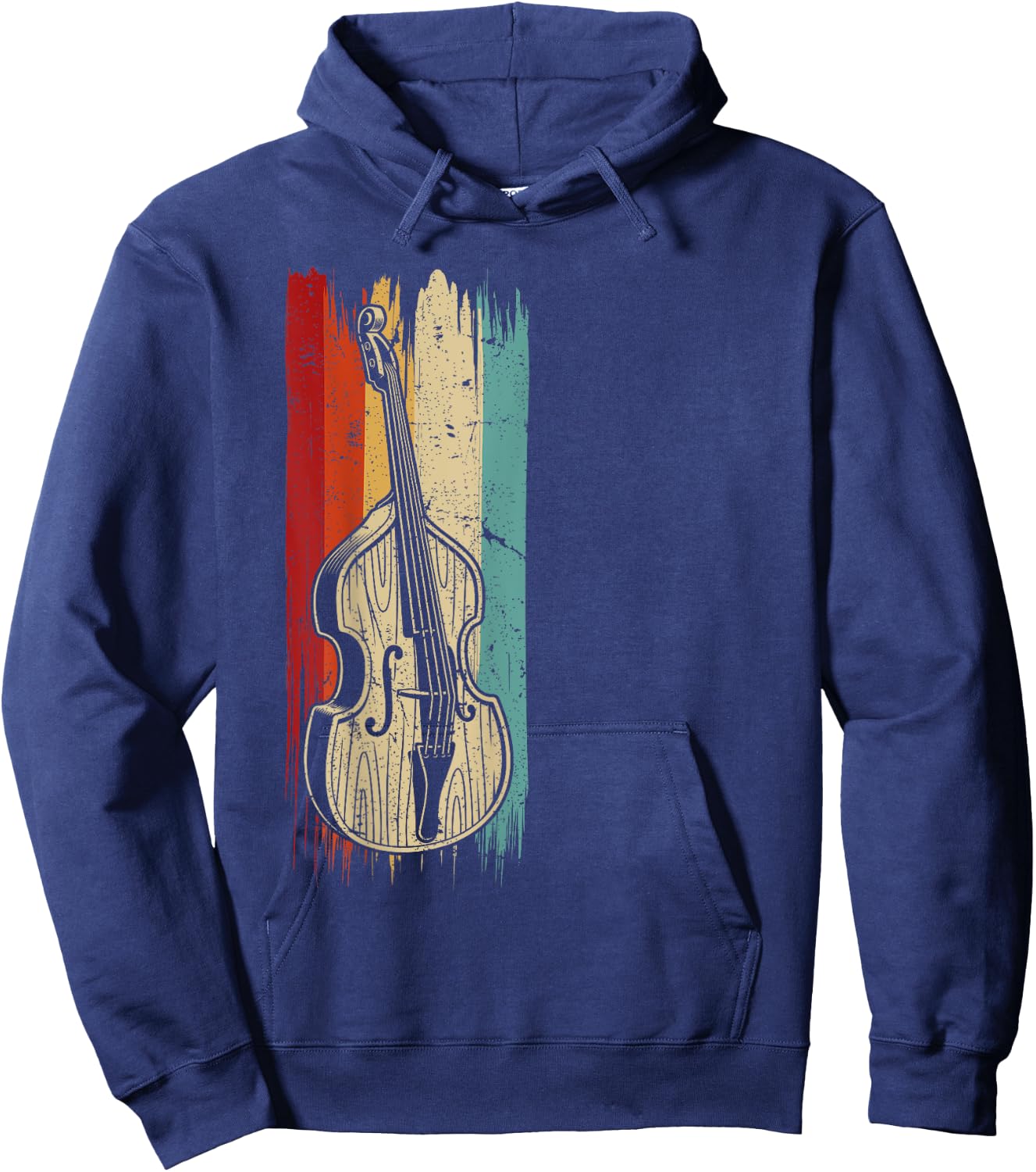 Stand Up Bass Gifts & String Bass Player Stuff Upright Bass Graphic, Retro Double Bass Fiddle Hoodie - Hoodie | Navy