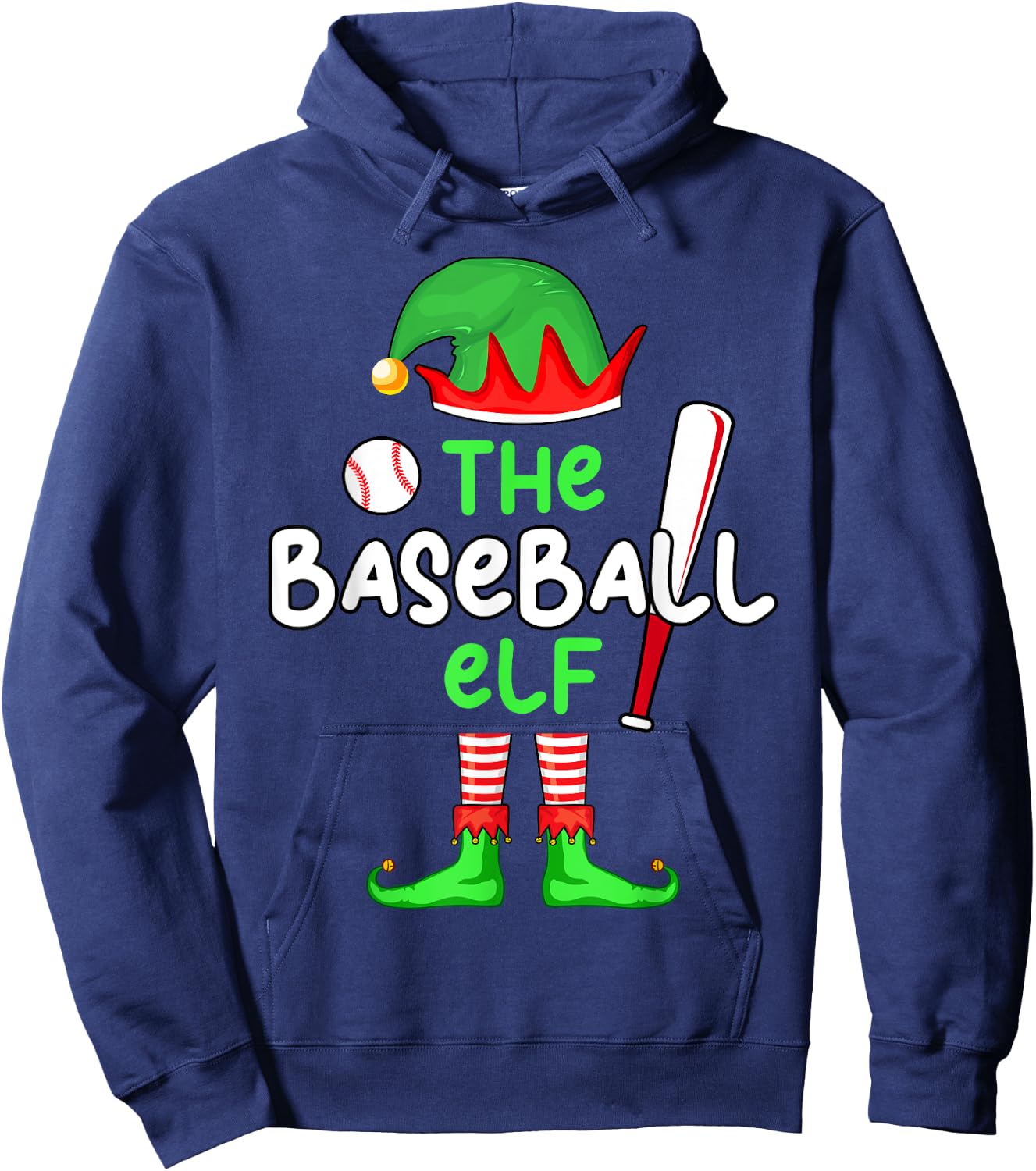 I'm The Baseball Elf Christmas Family Matching Pajama Hoodie - Hoodie | Navy