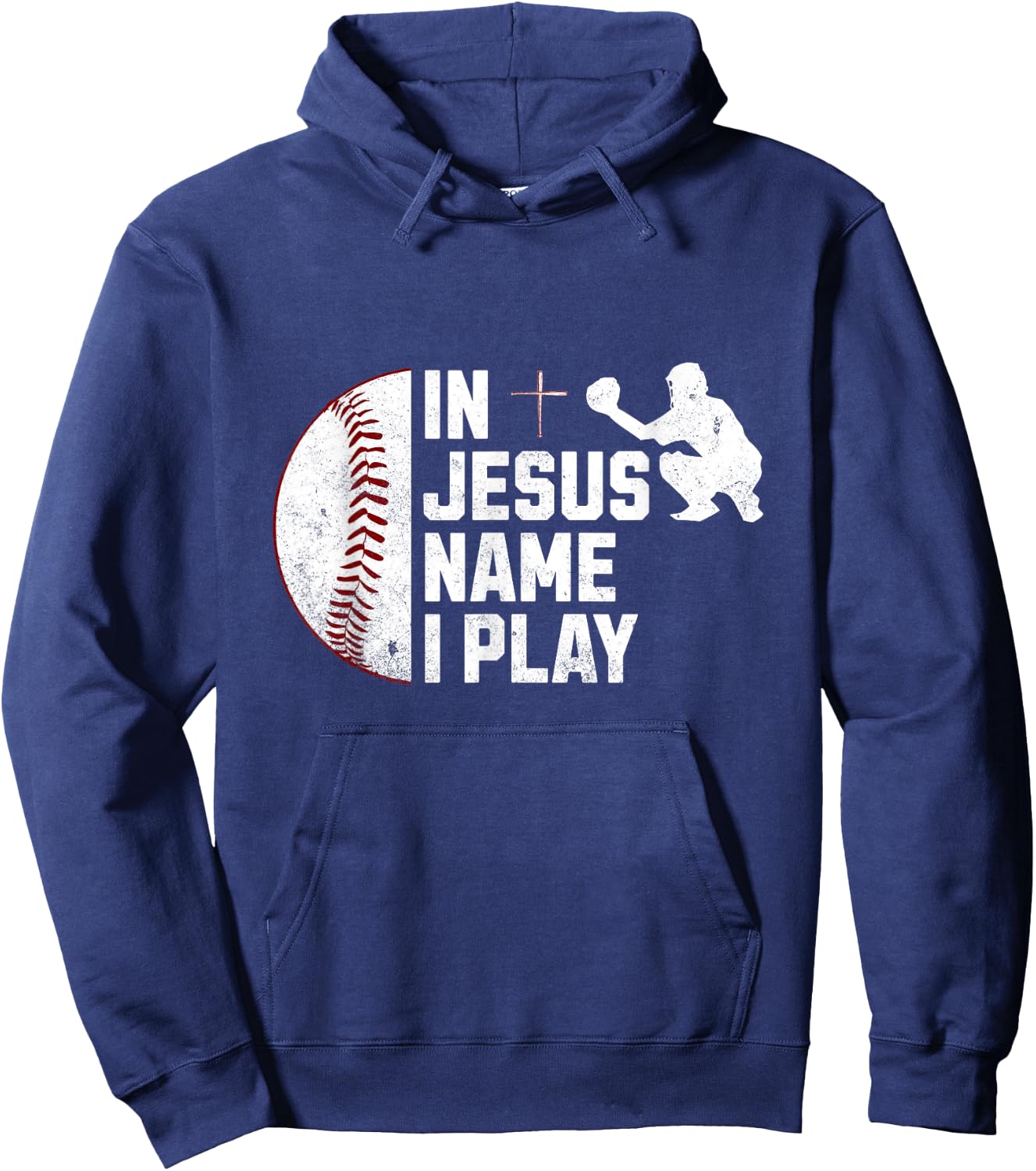 In Jesus Name Christmas Christian I Play Baseball Player Hoodie - Hoodie | Navy