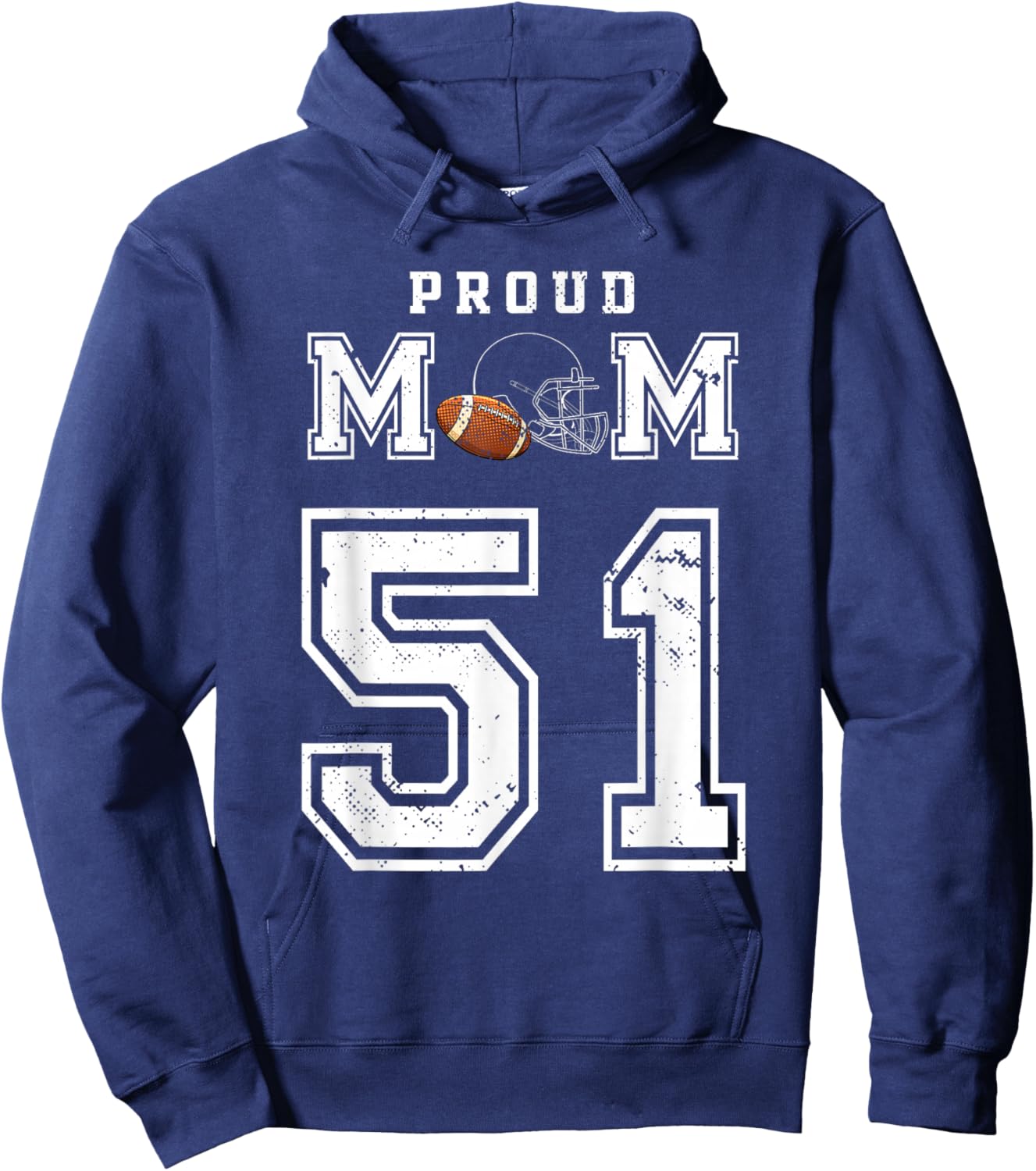 Custom Proud Football Mom Number 51 Personalized Hoodie - Hoodie | Navy
