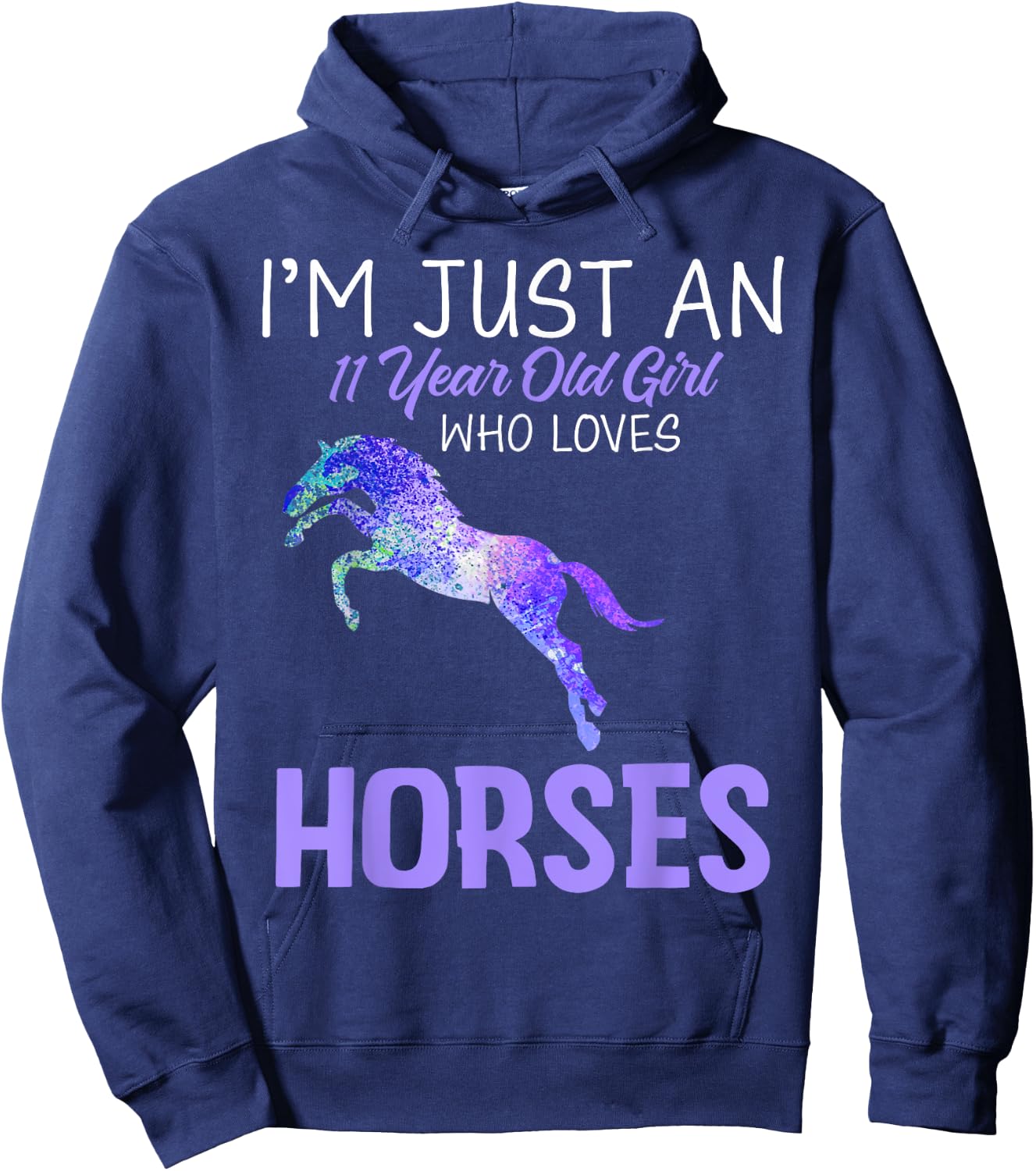 I'm an 11 Year Old Birthday Girl Who Loves Horses Tie Dye Hoodie - Hoodie | Navy