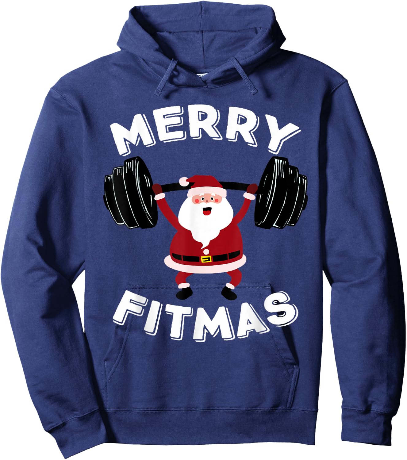 Merry Fitmas Christmas Powerlifter Santa Claus Merry Fitmas Hoodie - Hoodie | Navy