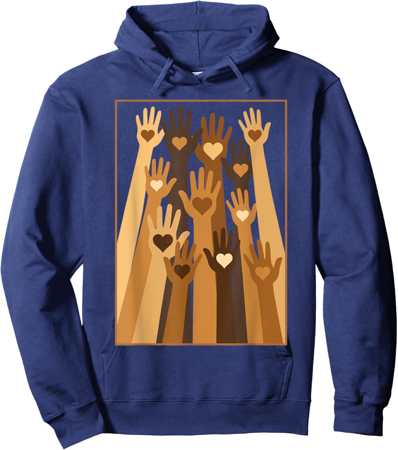 Melanin Hand Hearts Black History Month BLM African American Hoodie - Hoodie | Navy
