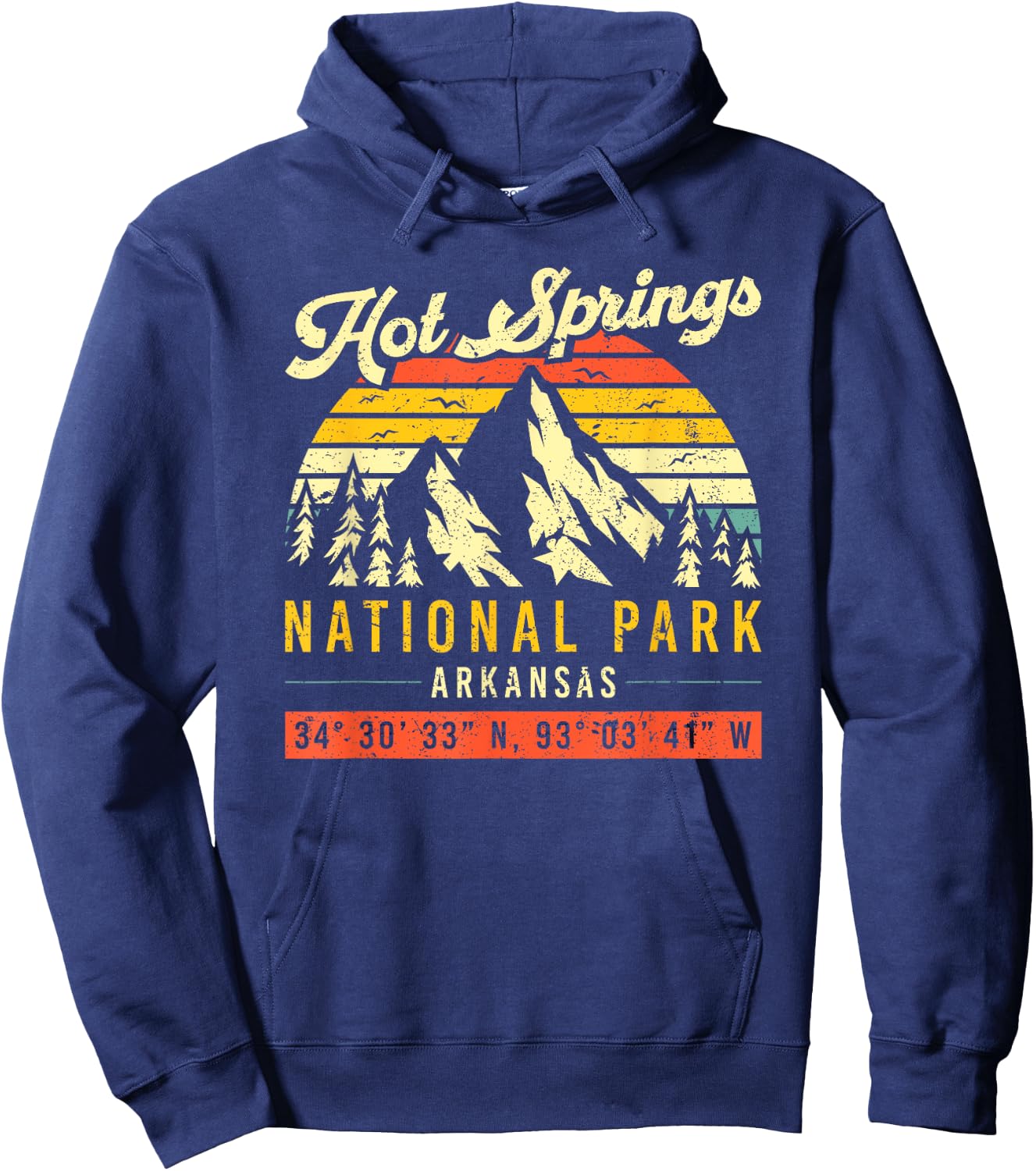Hot Springs Vintage Retro Arkansas National Park Hoodie - Hoodie | Navy
