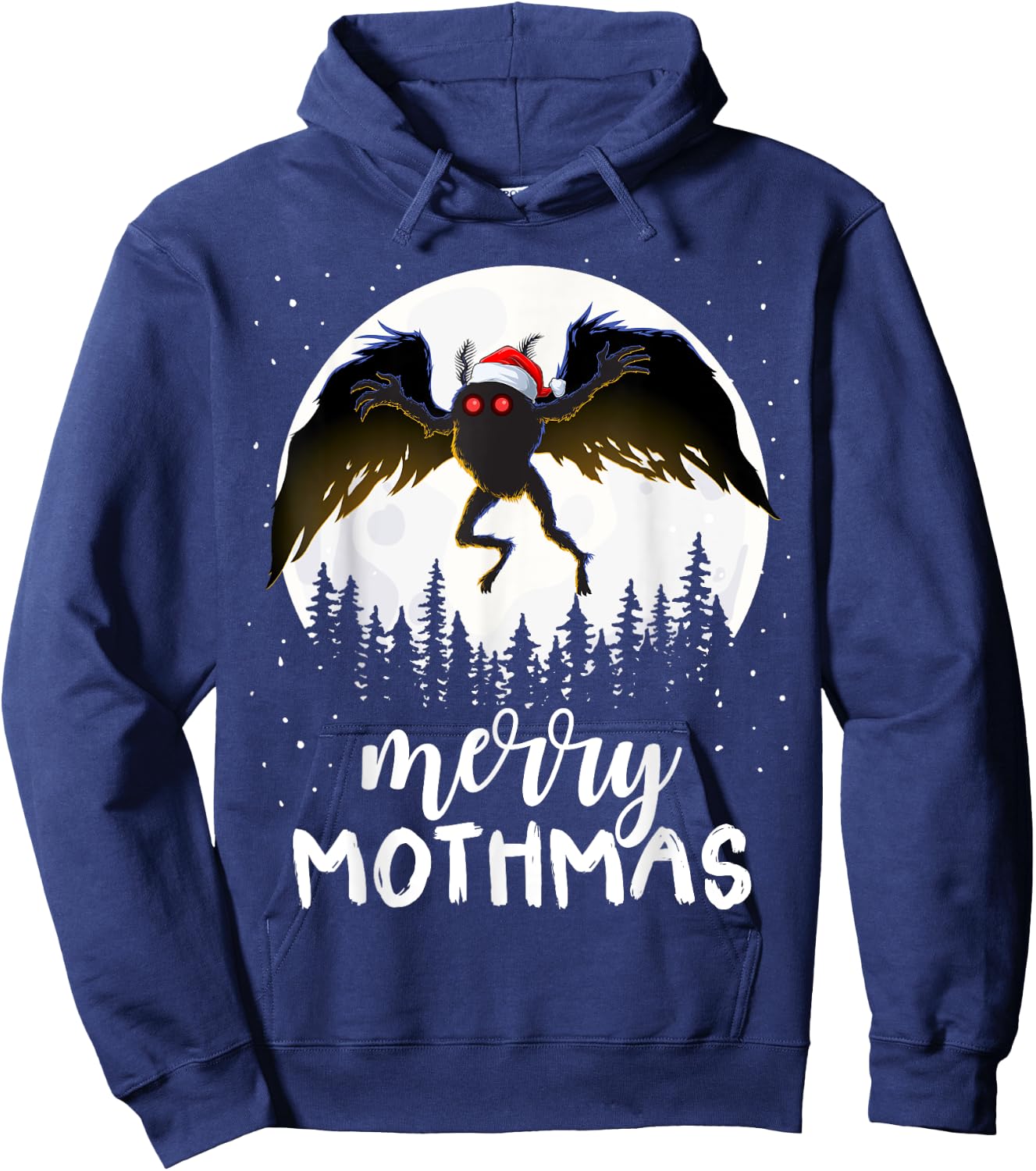Christmas Mothman Merry Mothmas Creepy Folklore Cryptid Xmas Hoodie - Hoodie | Navy
