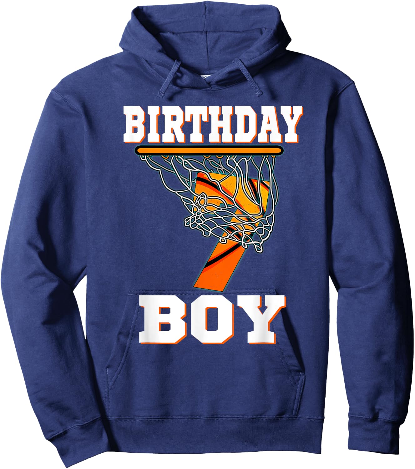 7 Years Old Basketball Boy 7th Birthday Party Celebration Hoodie - Hoodie | Navy