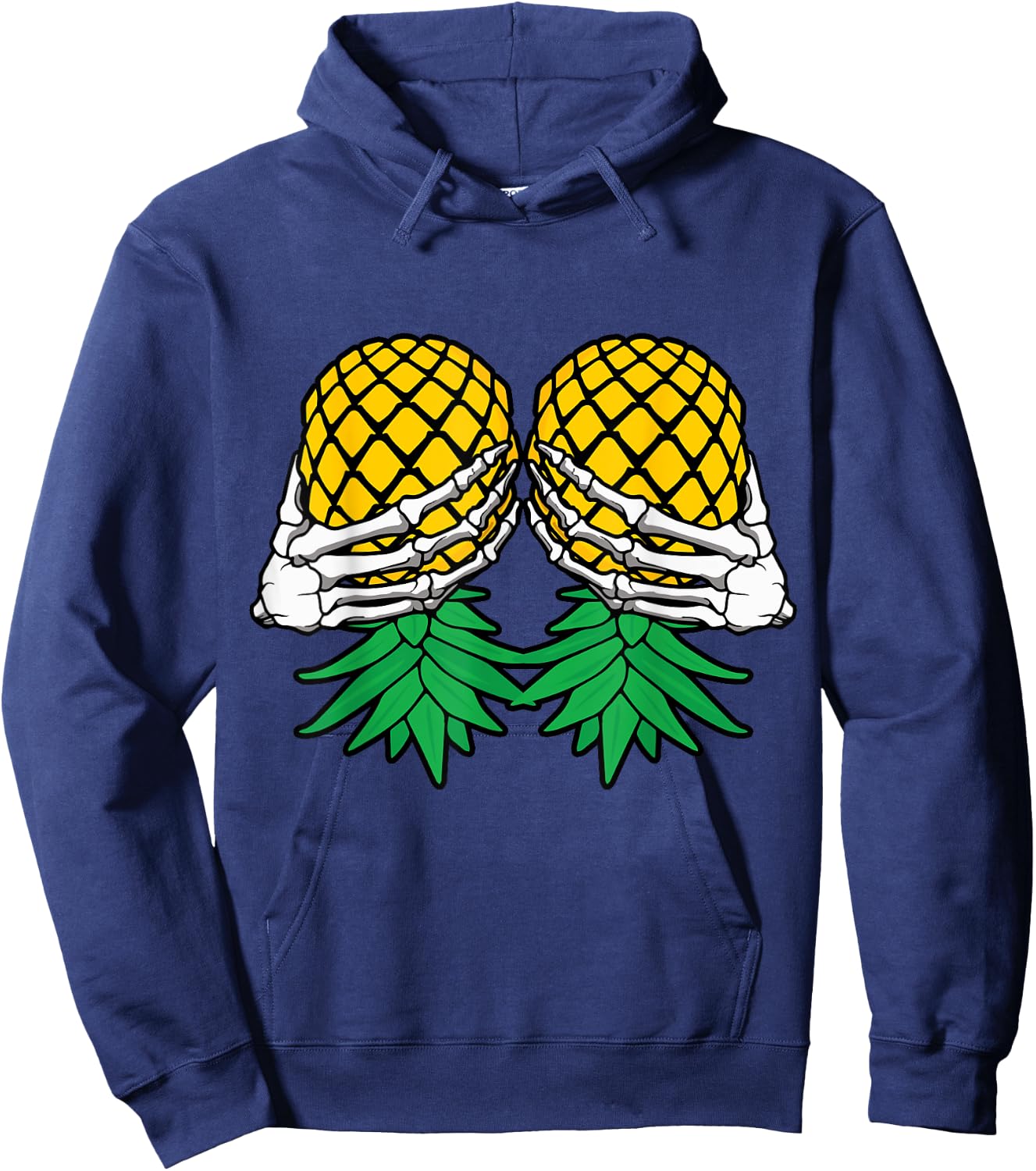 Halloween Boob Upside Down Pineapple Swinger Skeleton Hand Hoodie - Hoodie | Navy