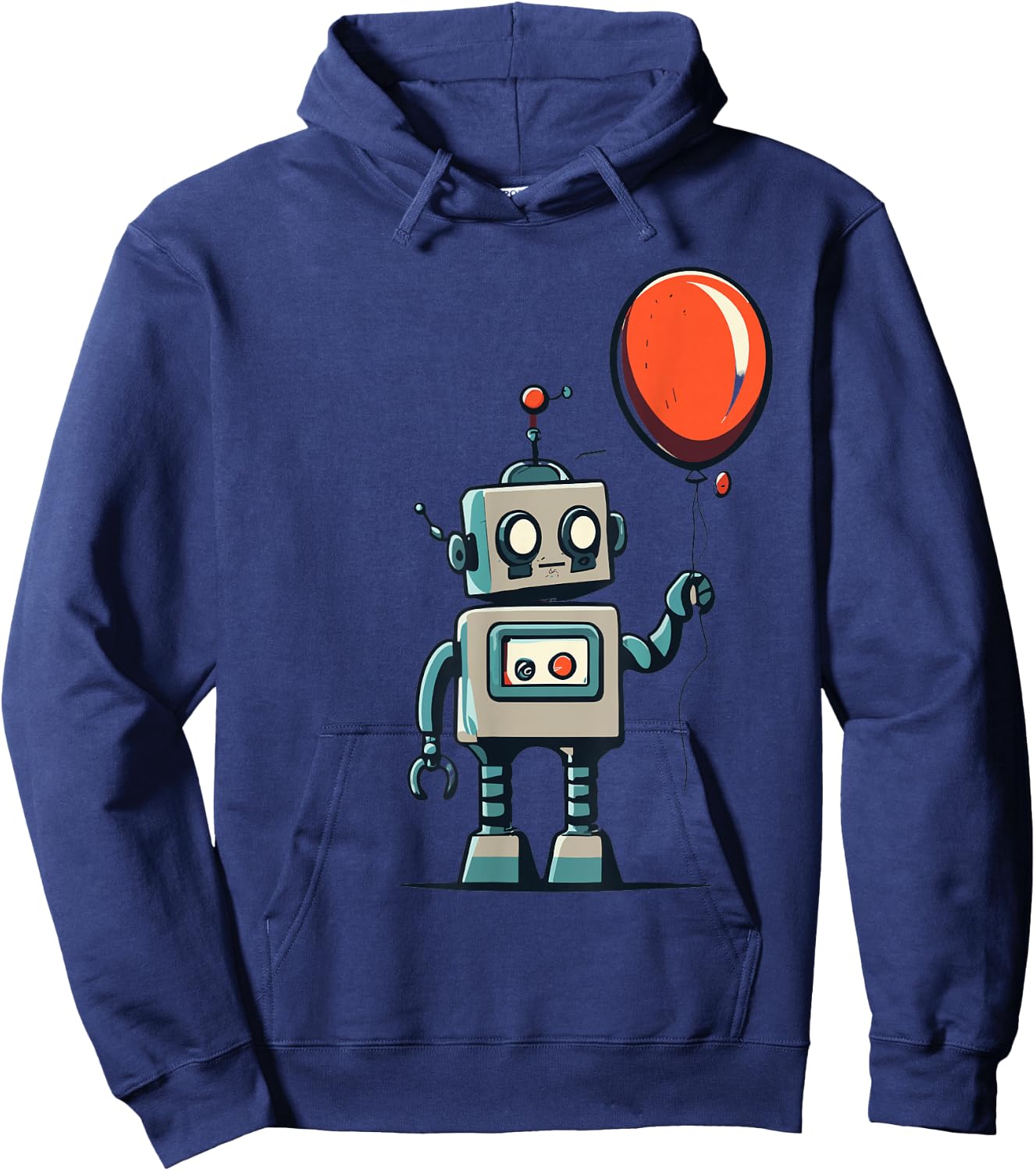 Cute Retro Robot Holding Balloon For Kids And Robot Lovers Hoodie - Hoodie | Navy
