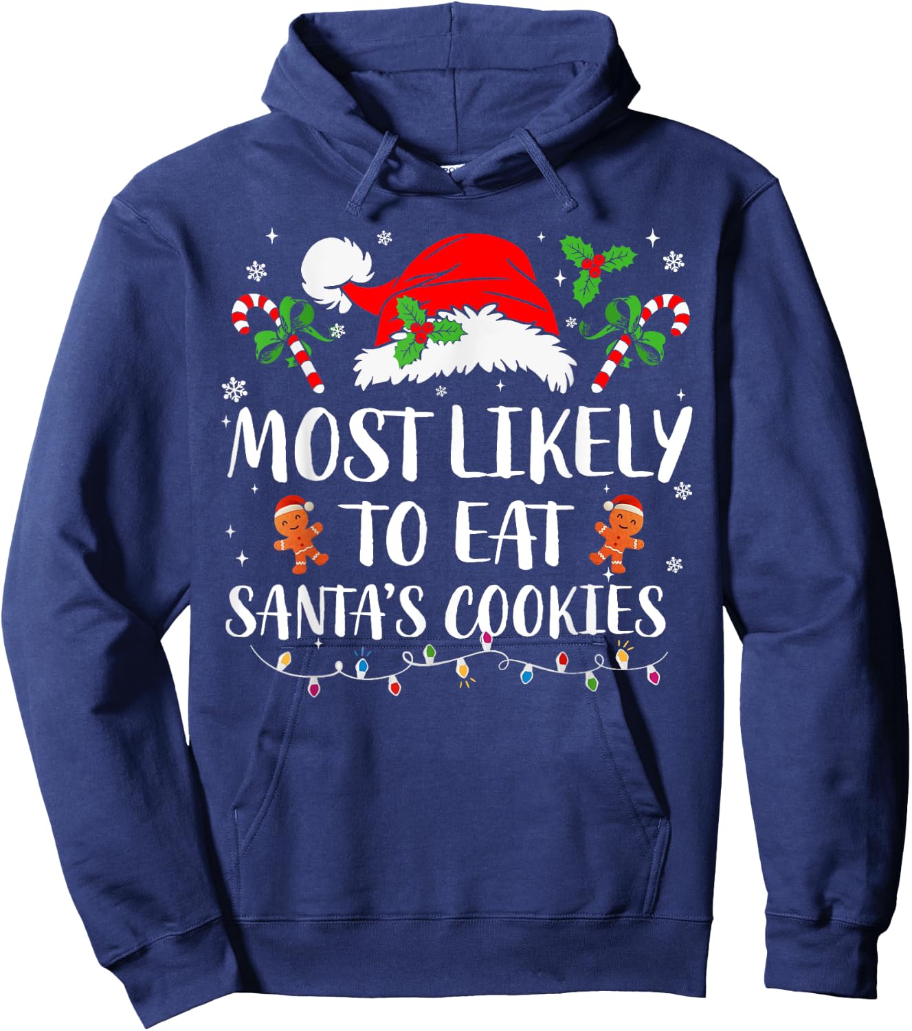 Most Likely To Eat Santa's Cookies Matching Family Pajamas Hoodie - Hoodie | Navy